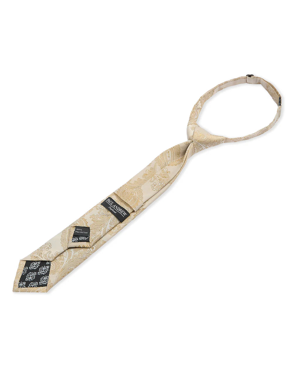 Corbata preanudada de jacquard con diseño paisley para niños con clip ajustable en el cuello - Crema