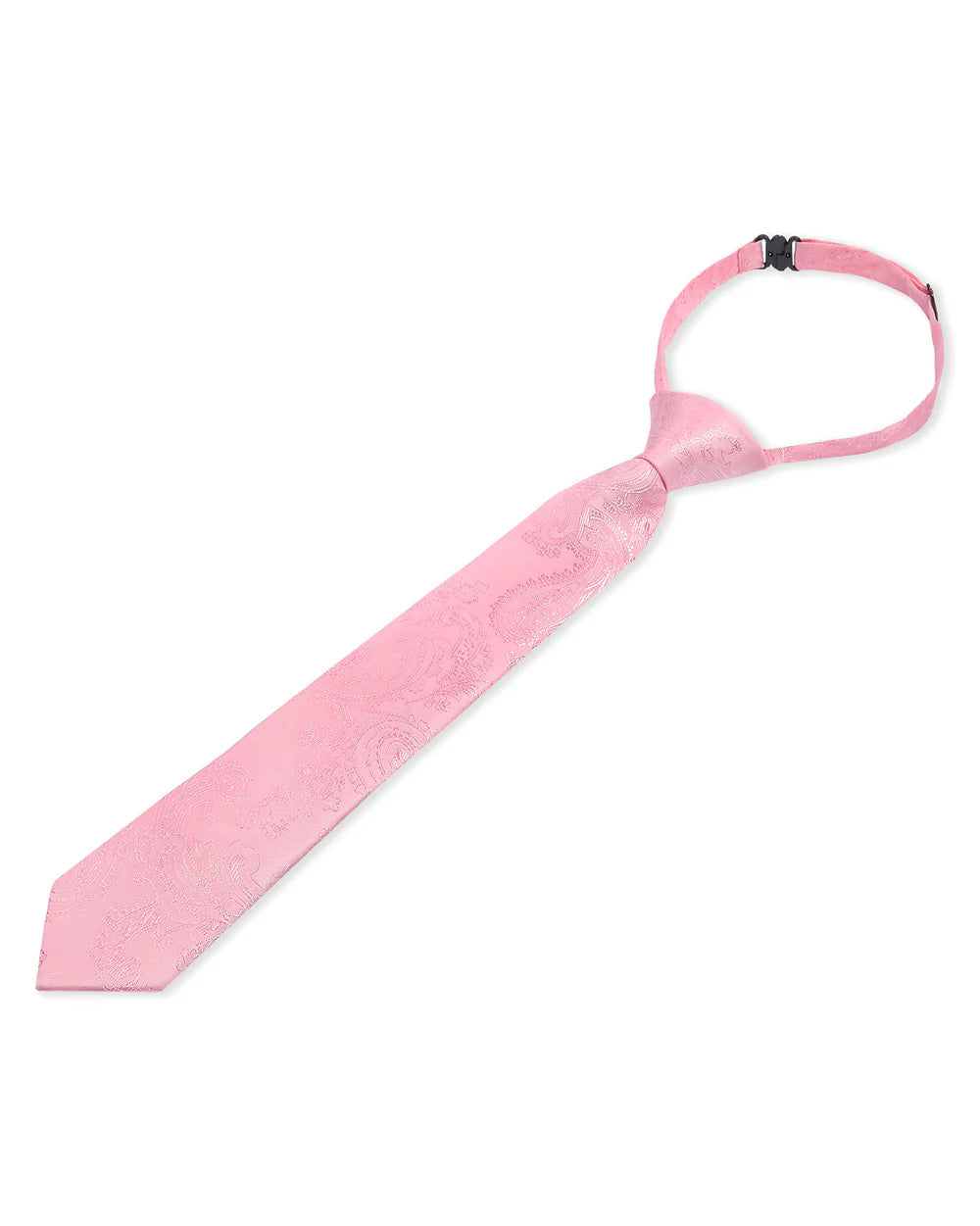 Corbata preanudada para niños con jacquard de cachemira y clip ajustable en el cuello - Rosa oscuro