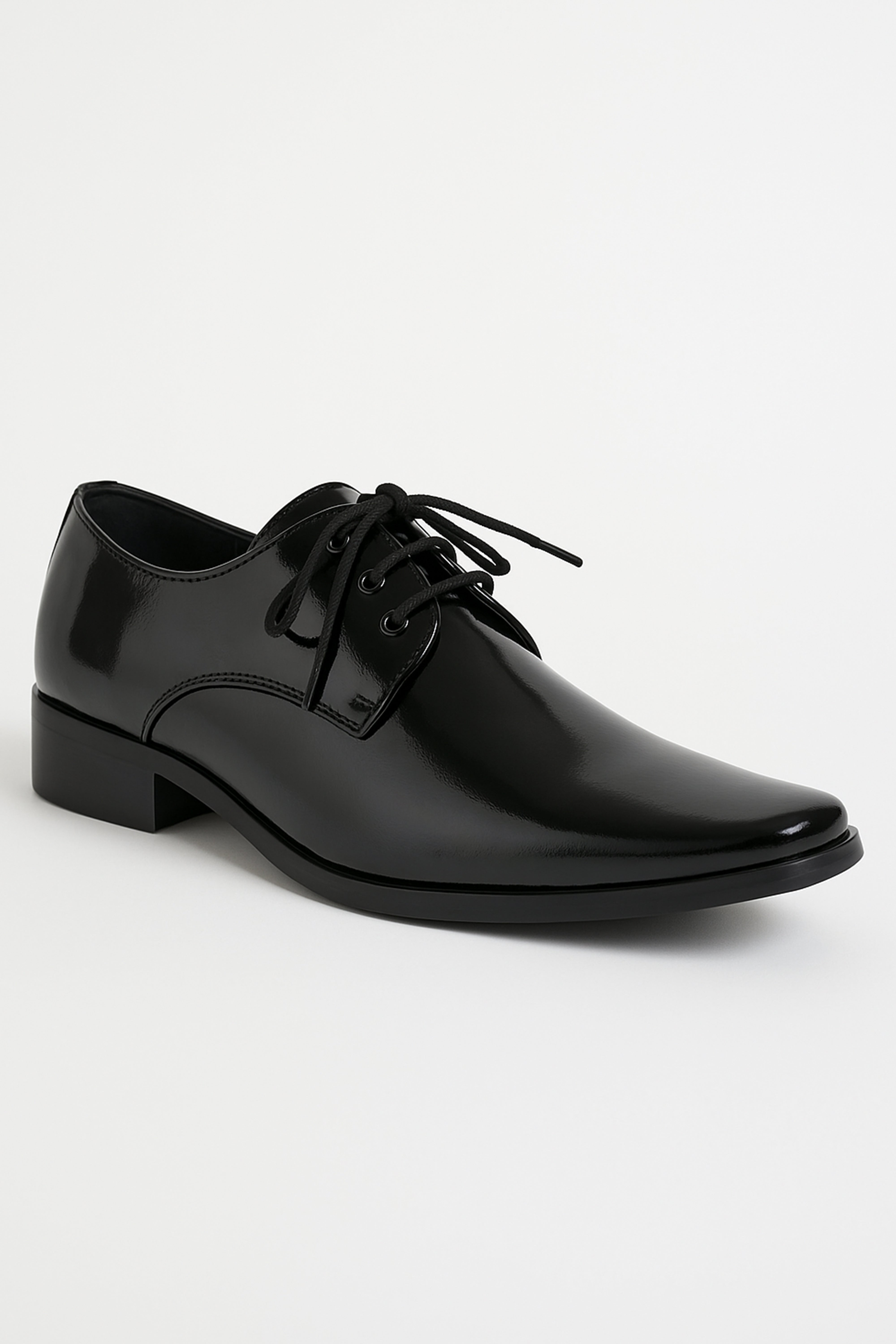 Boys Patent Leather Derby Shoes - GEORGE - Black Side Picture