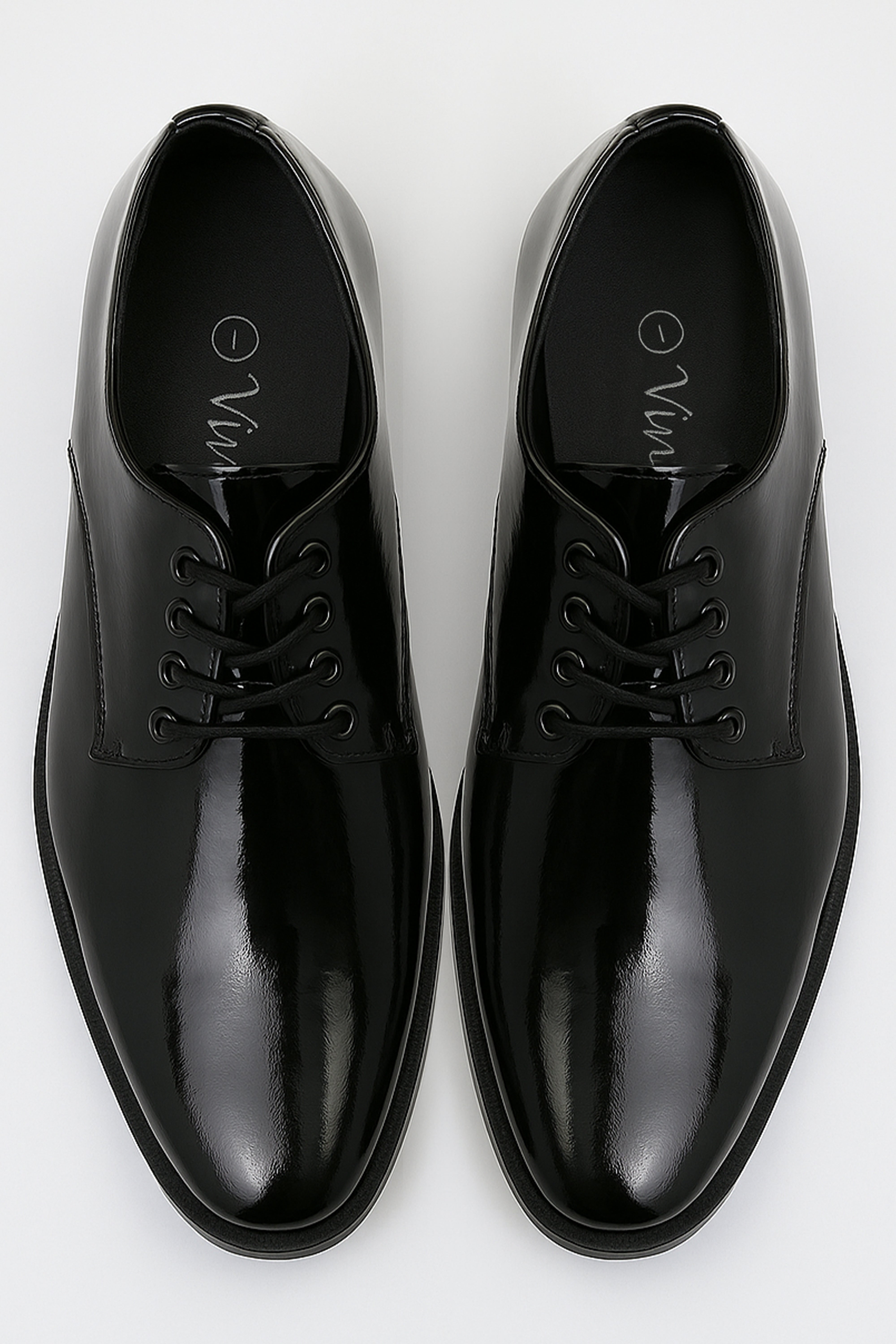 Boys Patent Leather Derby Shoes - GEORGE - Black Front Picture