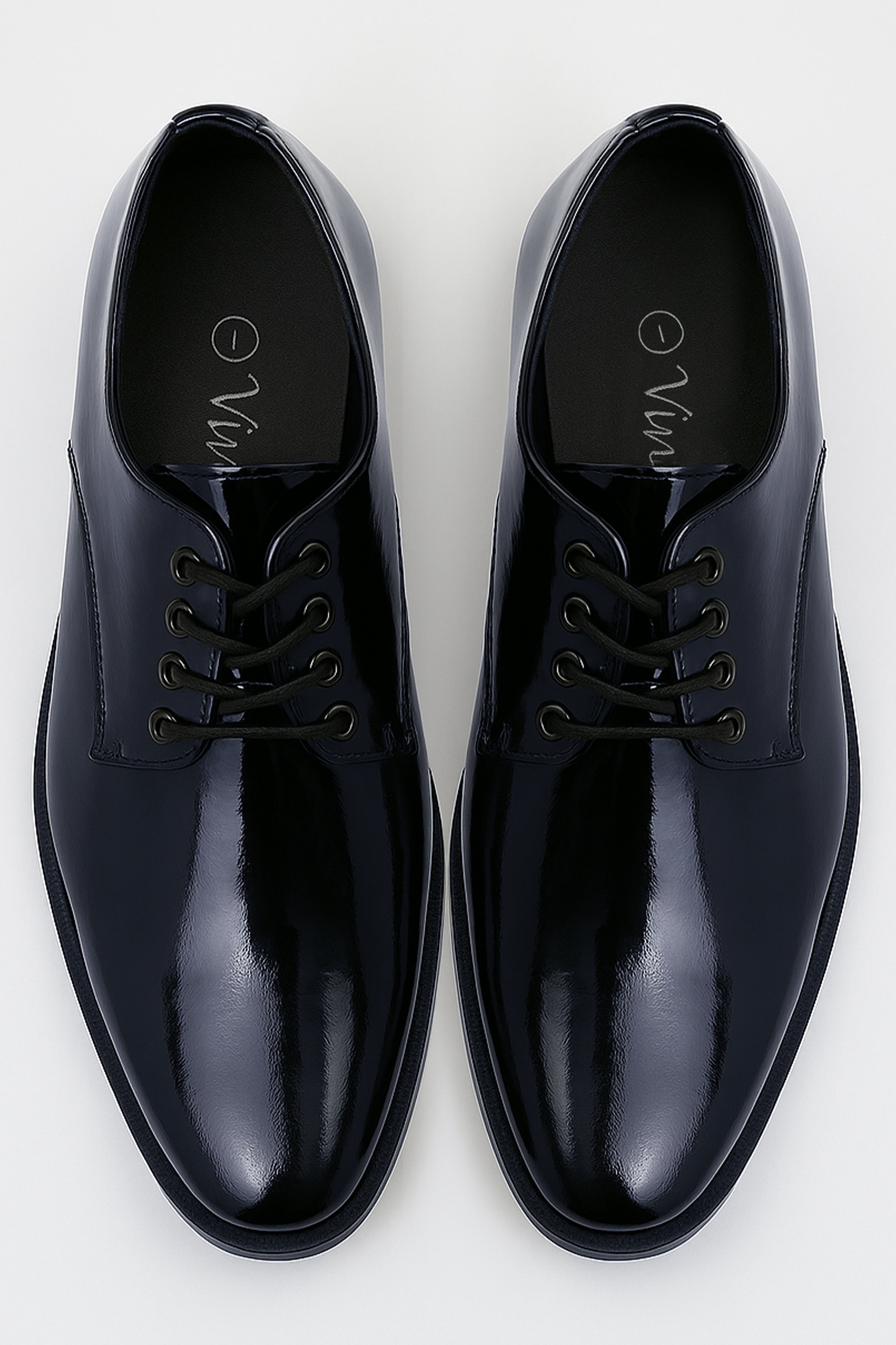 Boys Patent Leather Derby Shoes - GEORGE - Navy Front Picture
