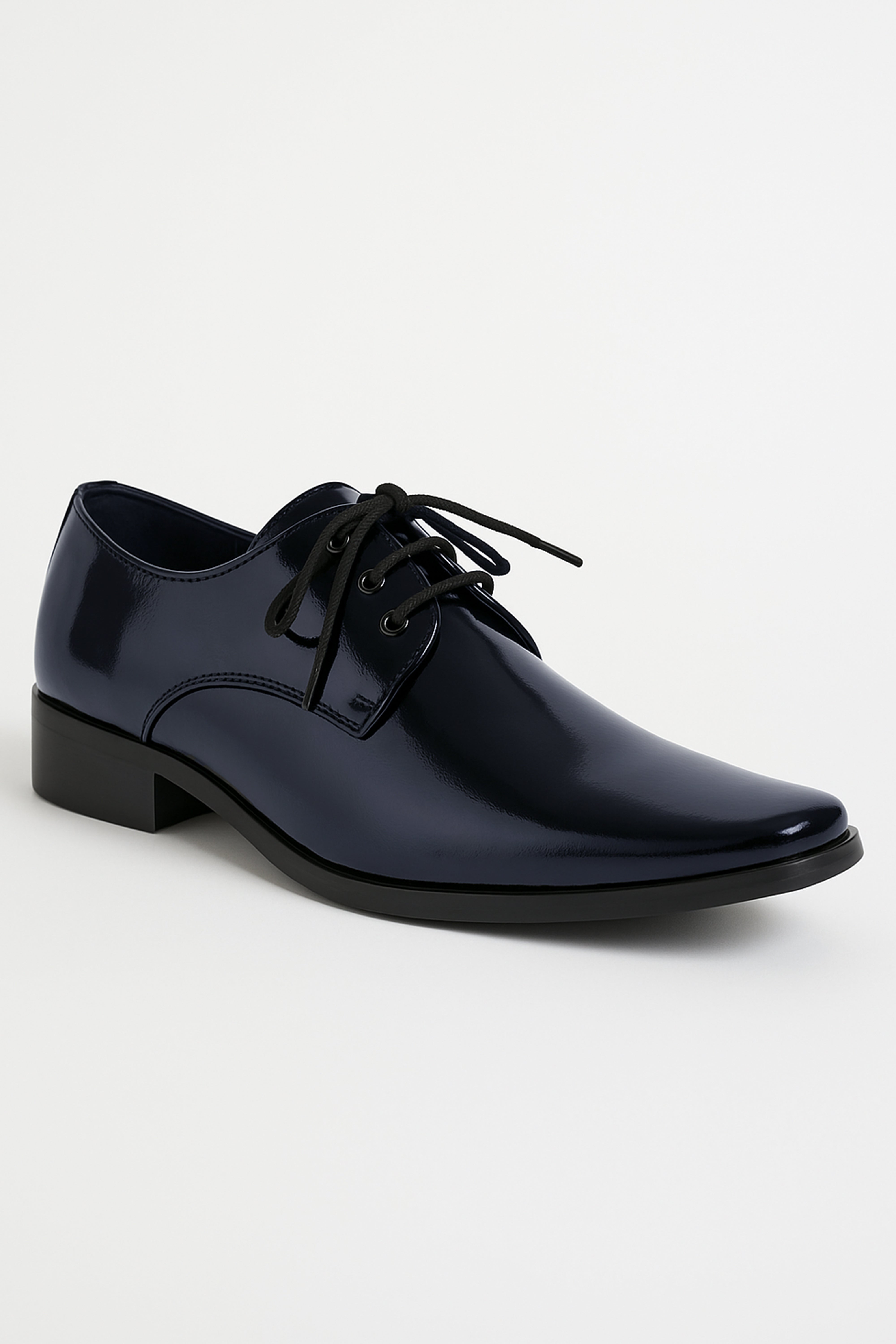 Boys Patent Leather Derby Shoes - GEORGE - Navy Side Picture