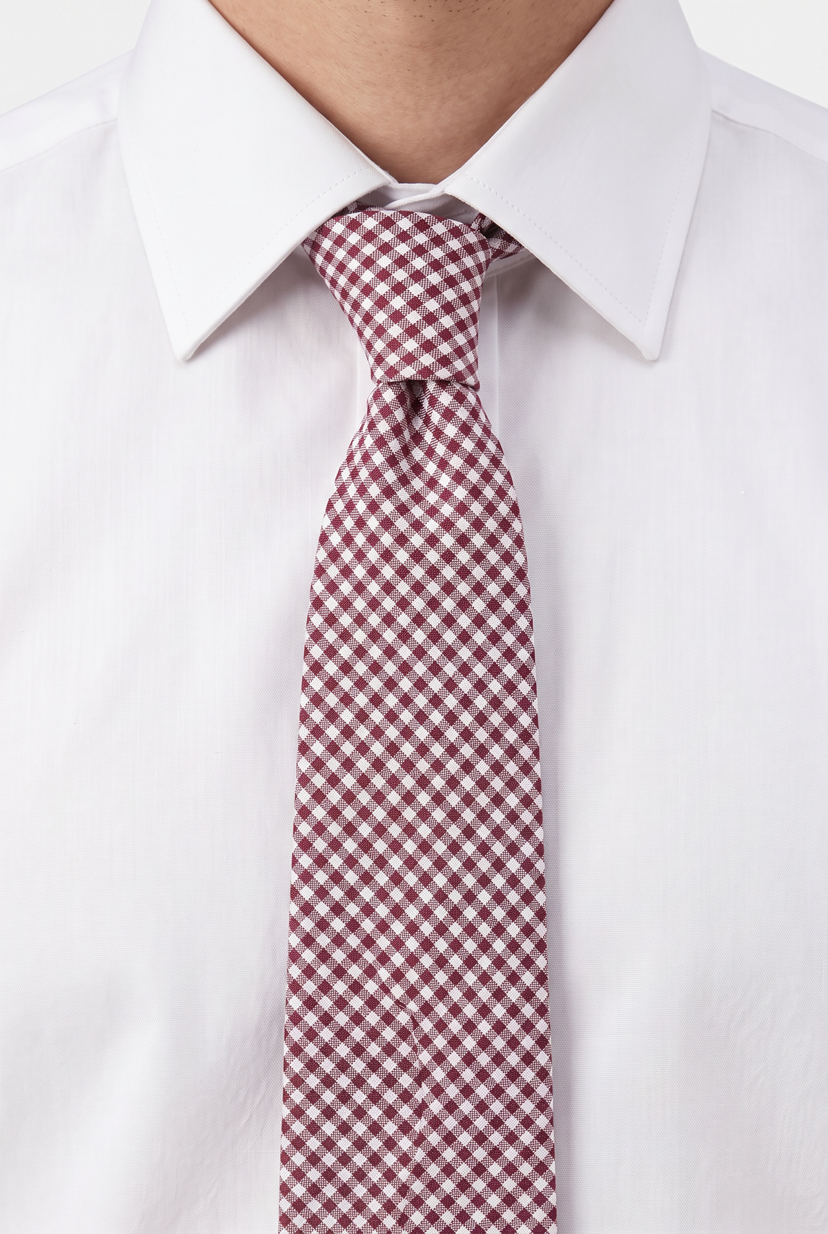 Boys Plaid Checkered Tie Burgundy and Grey