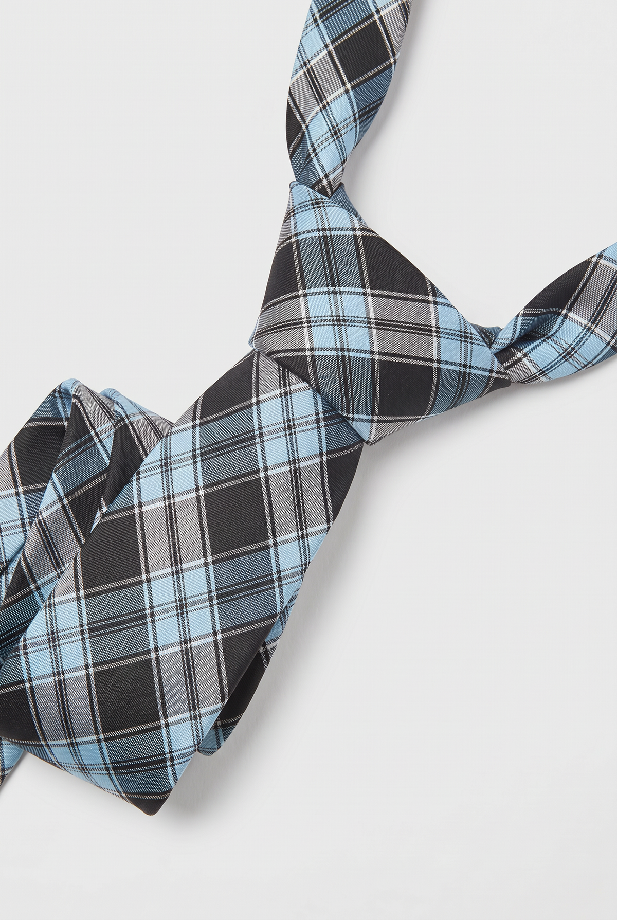 Boys Plaid Checkered Tie & Hankie Set Blue and Black