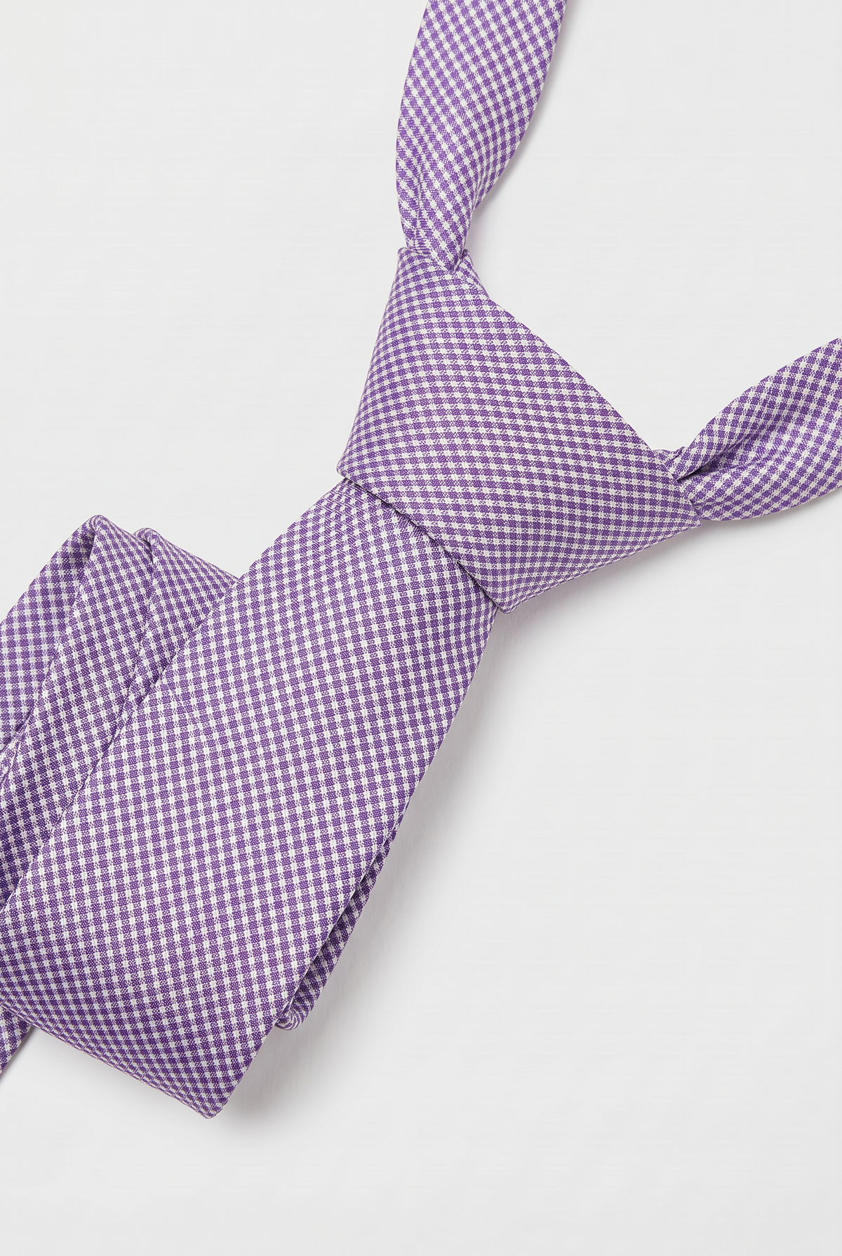 Boys Plaid Checkered Tie & Hankie Set Violet and White