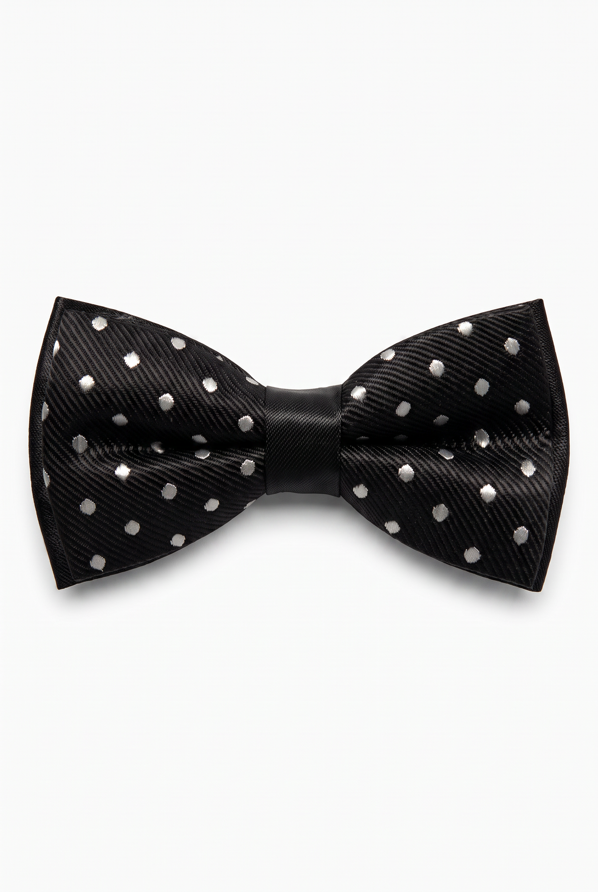 Boys Polka Dot Bow Tie - BWP BLACK Front Picture