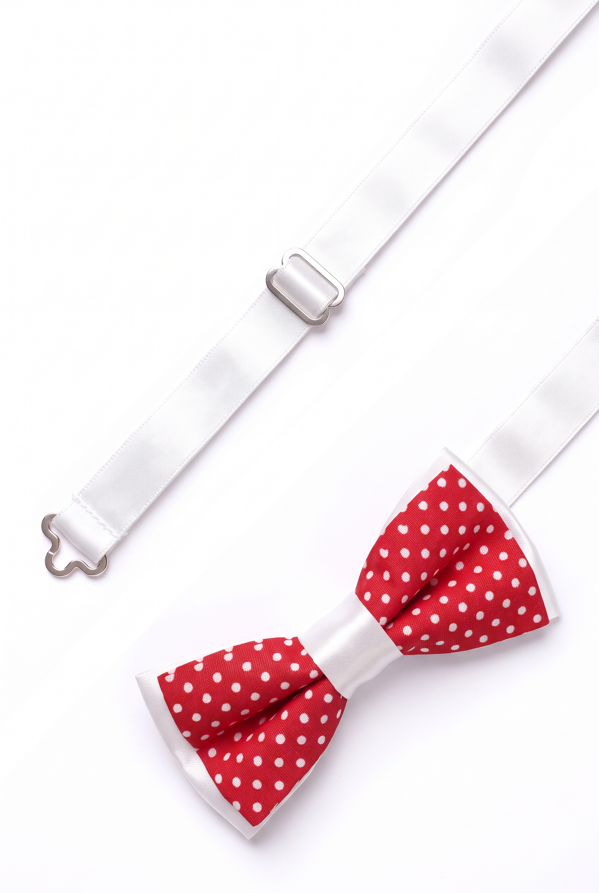 Boys Polka Dot Bow Tie - BWP Red and White strap detail picture