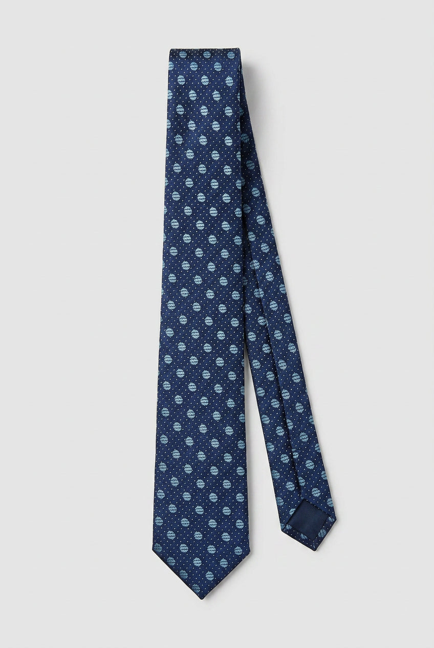 Cravatta sottile jacquard a pois per ragazzi - Navy e Bianco