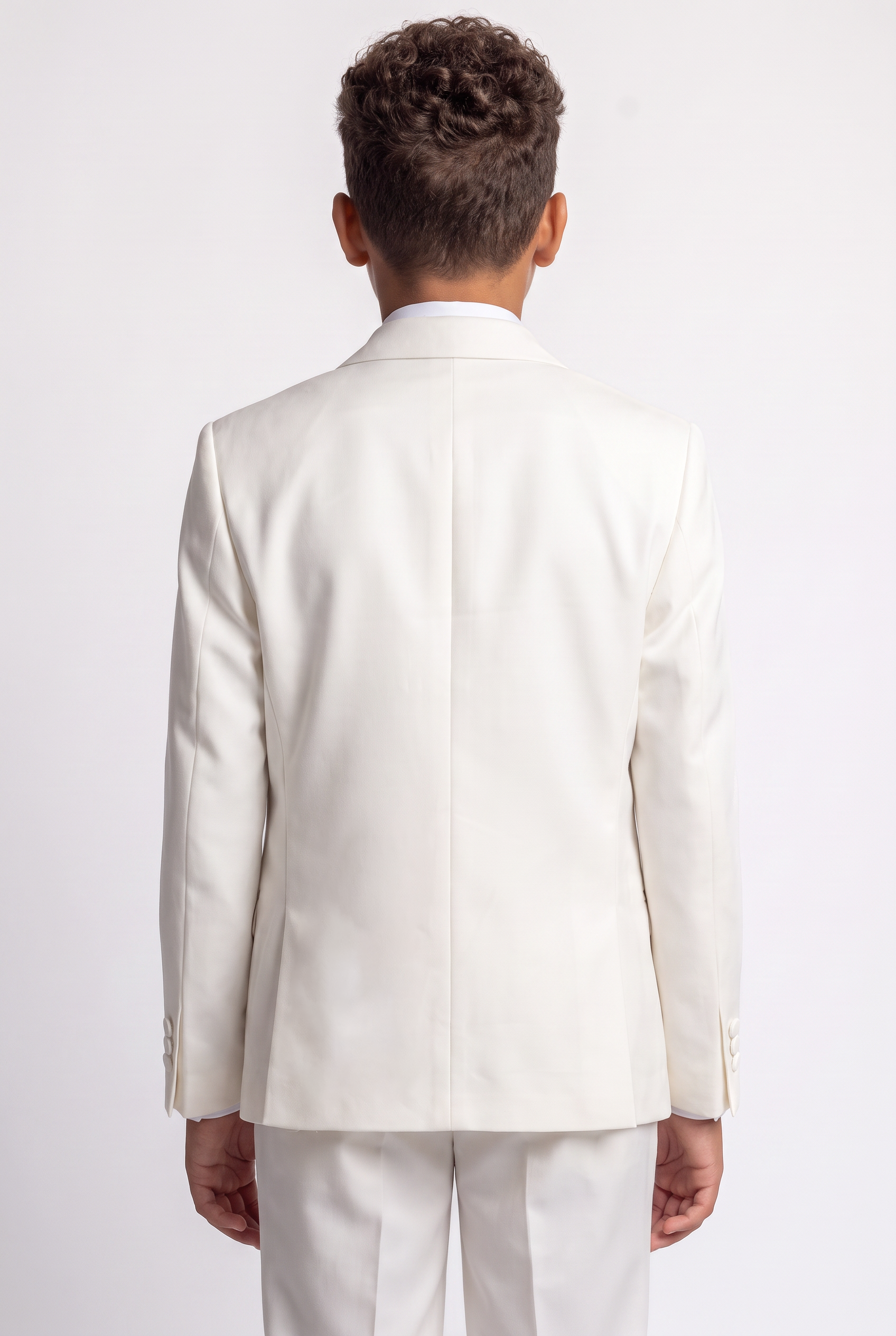 Costume de communion pour garçon, coupe ajustée, revers brillants - Blanc cassé
