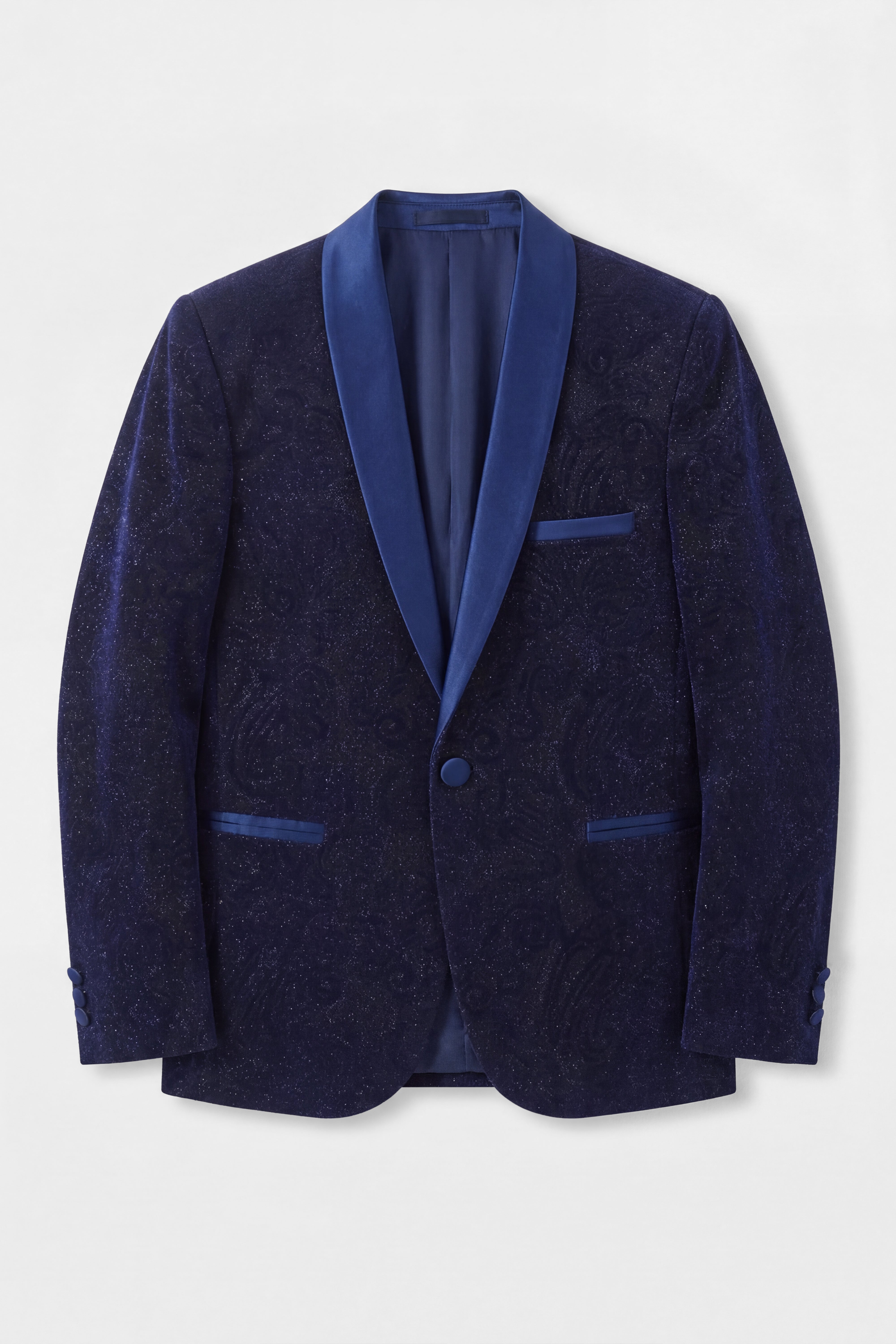 بدلة توكسيدو ضيقة للولاد بلون أزرق كحلي لامع - أزرق كحلي