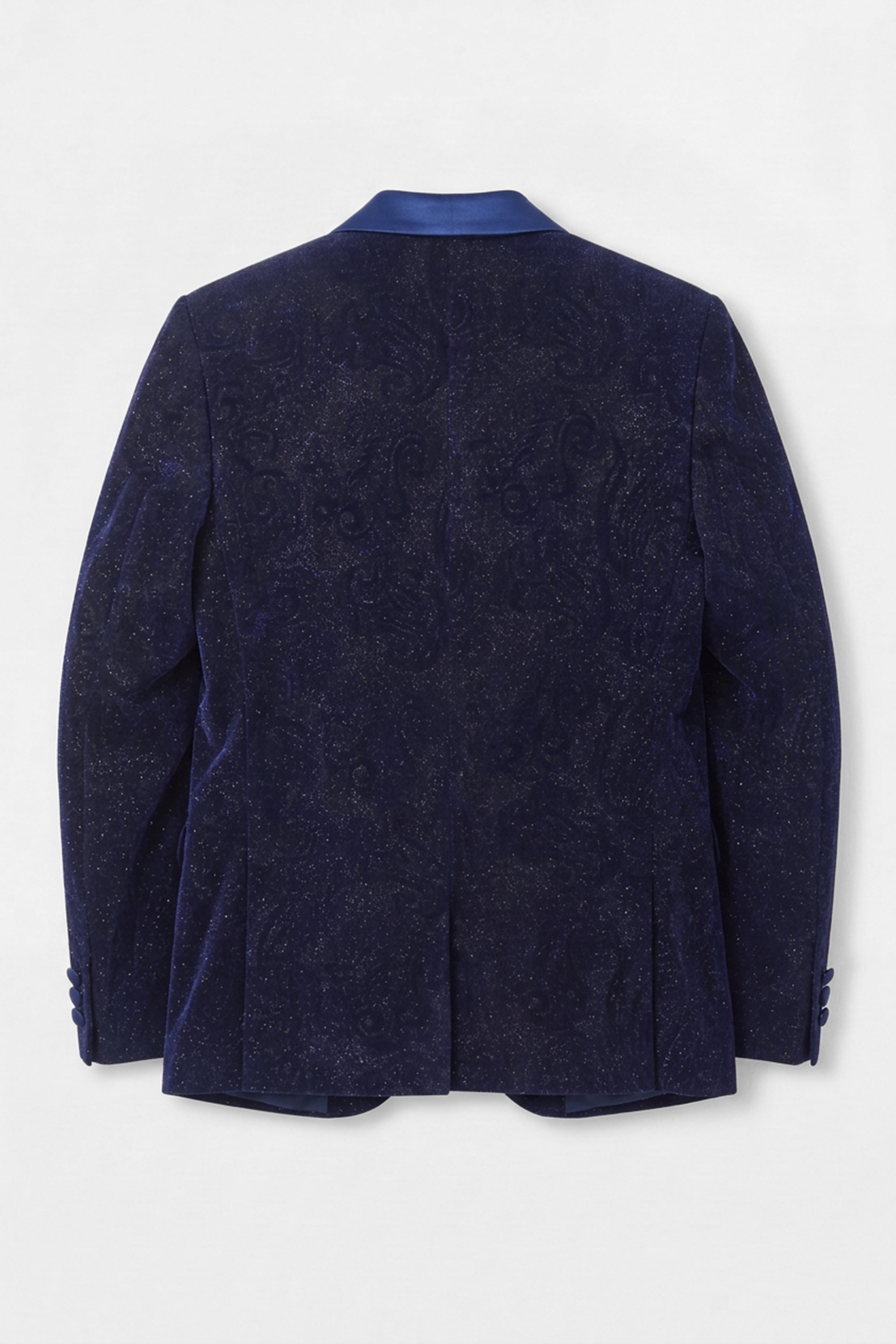 بدلة توكسيدو ضيقة للولاد بلون أزرق كحلي لامع - أزرق كحلي