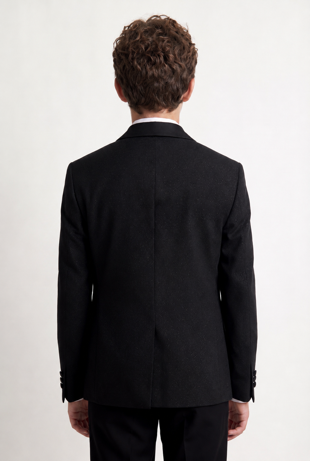 Traje de esmoquin brillante para niño con solapa de chal - de 4 y 5 piezas en Negro