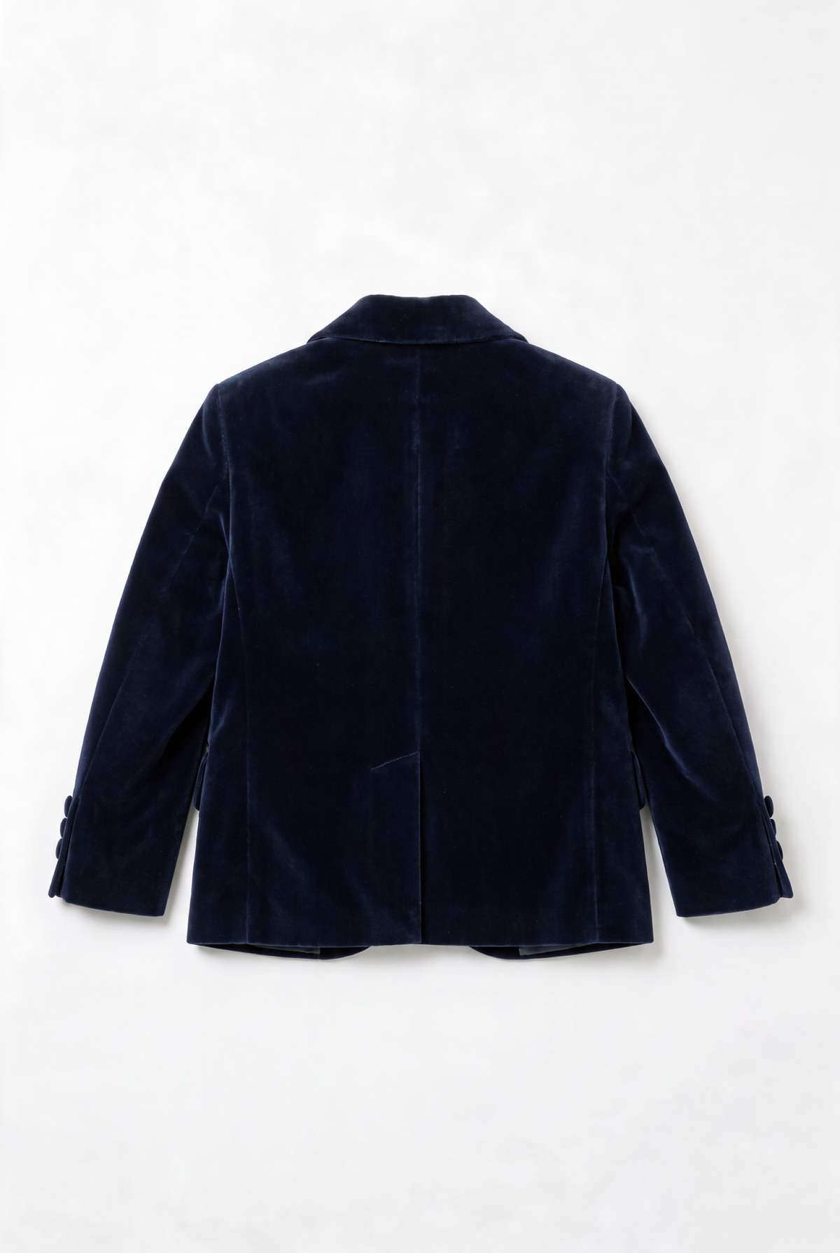 Boys Slim Fit Velvet Blazer - SAVOY - Navy Blue blazer back  picture