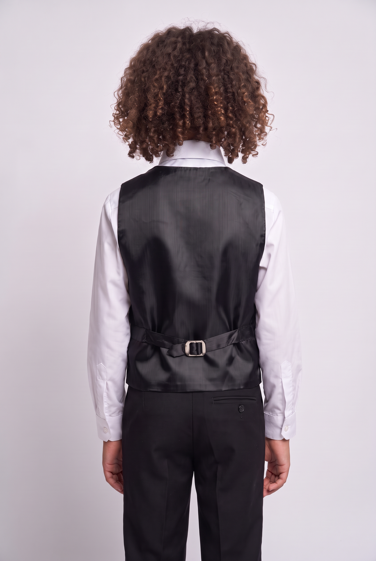 Boys Slim Fit Velvet Dinner Suit - 3-Piece & 5-Piece - SAVOY  - Purple model waistcoat back picture