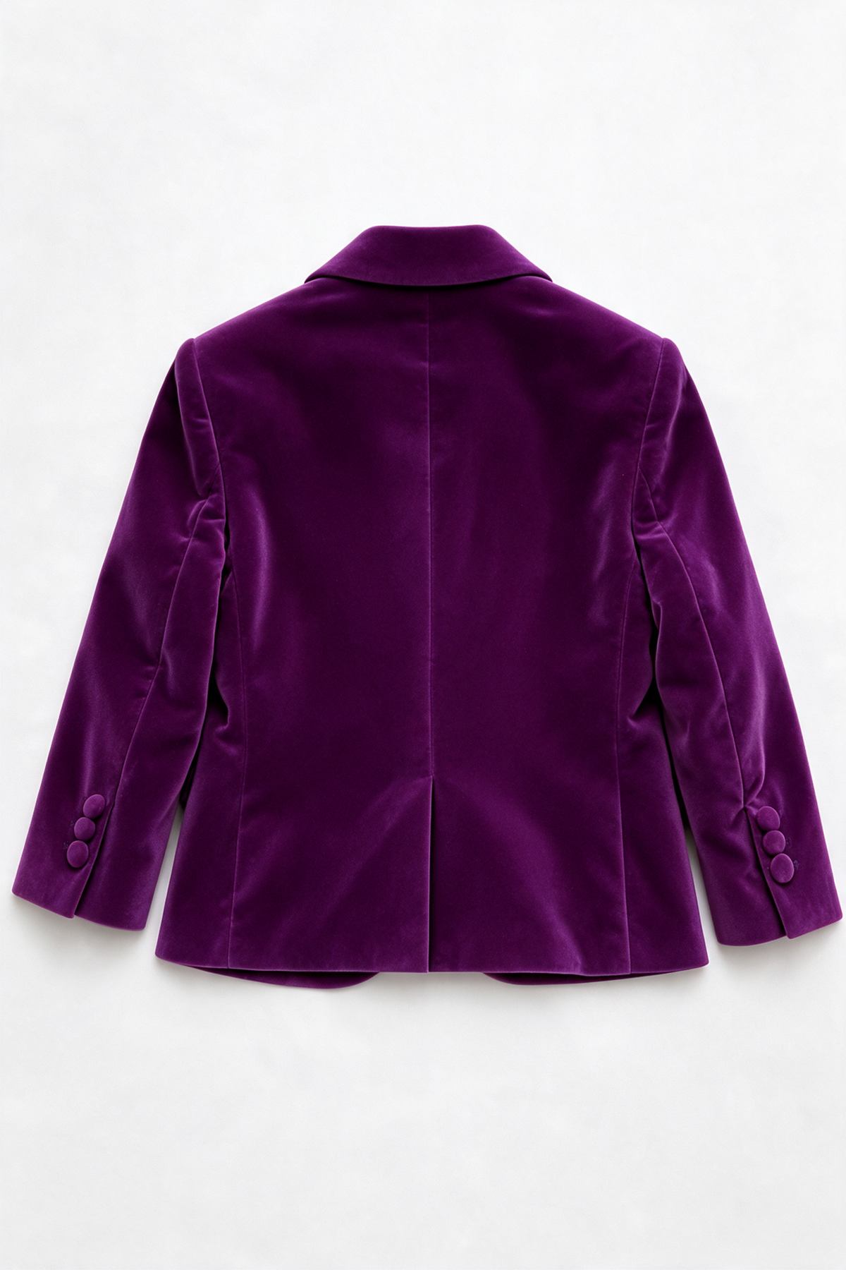 Boys Slim Fit Velvet Dinner Suit - 3-Piece & 5-Piece - SAVOY  - Purple blazer back picture