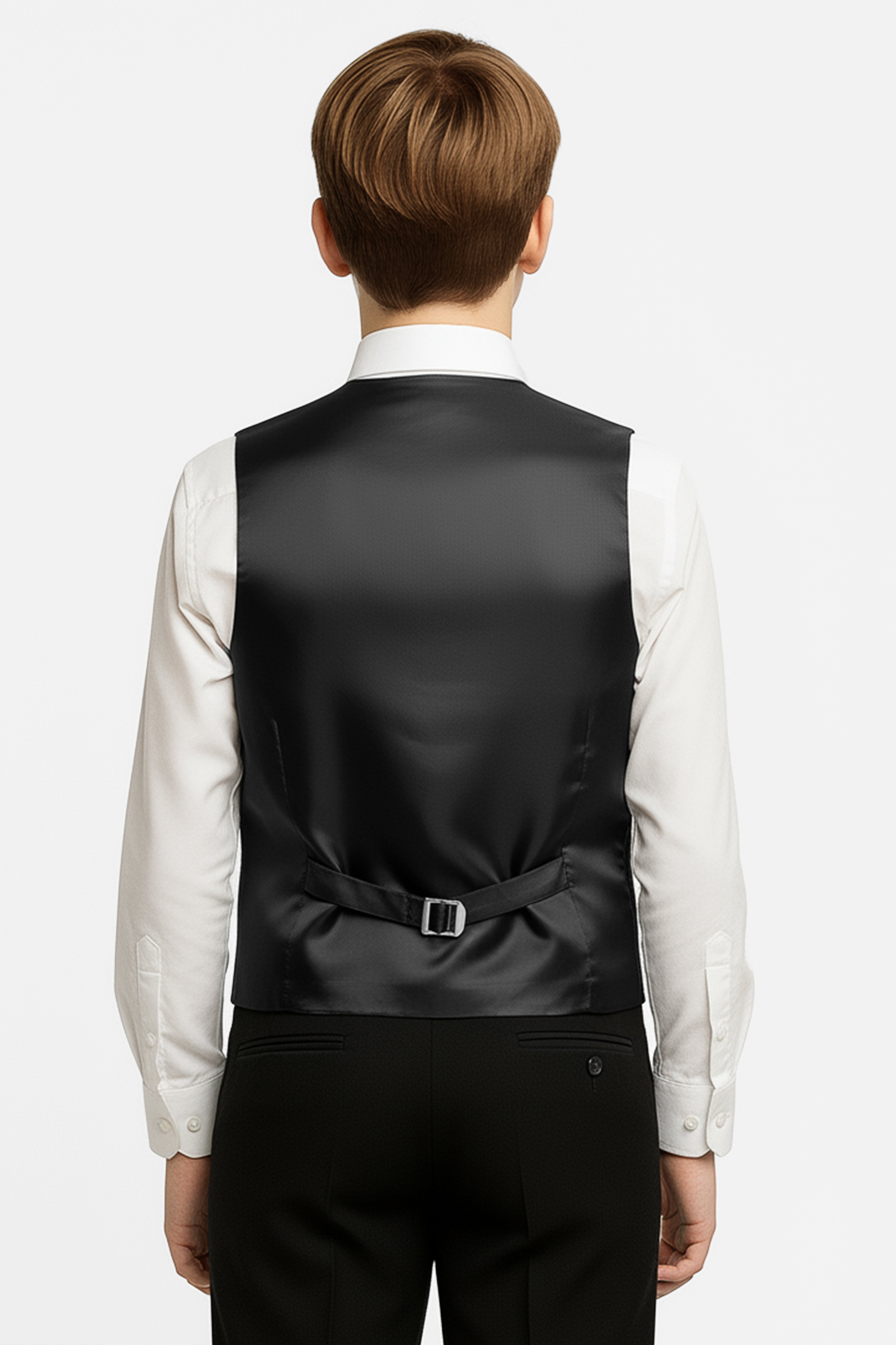 Boys Slim Fit Velvet Waistcoat Set - SAVOY - Black Back Picture