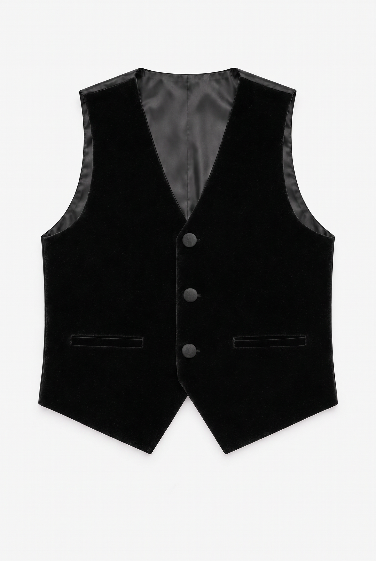 Boys Slim Fit Velvet Waistcoat Set - SAVOY - Black Waistcoat Picture