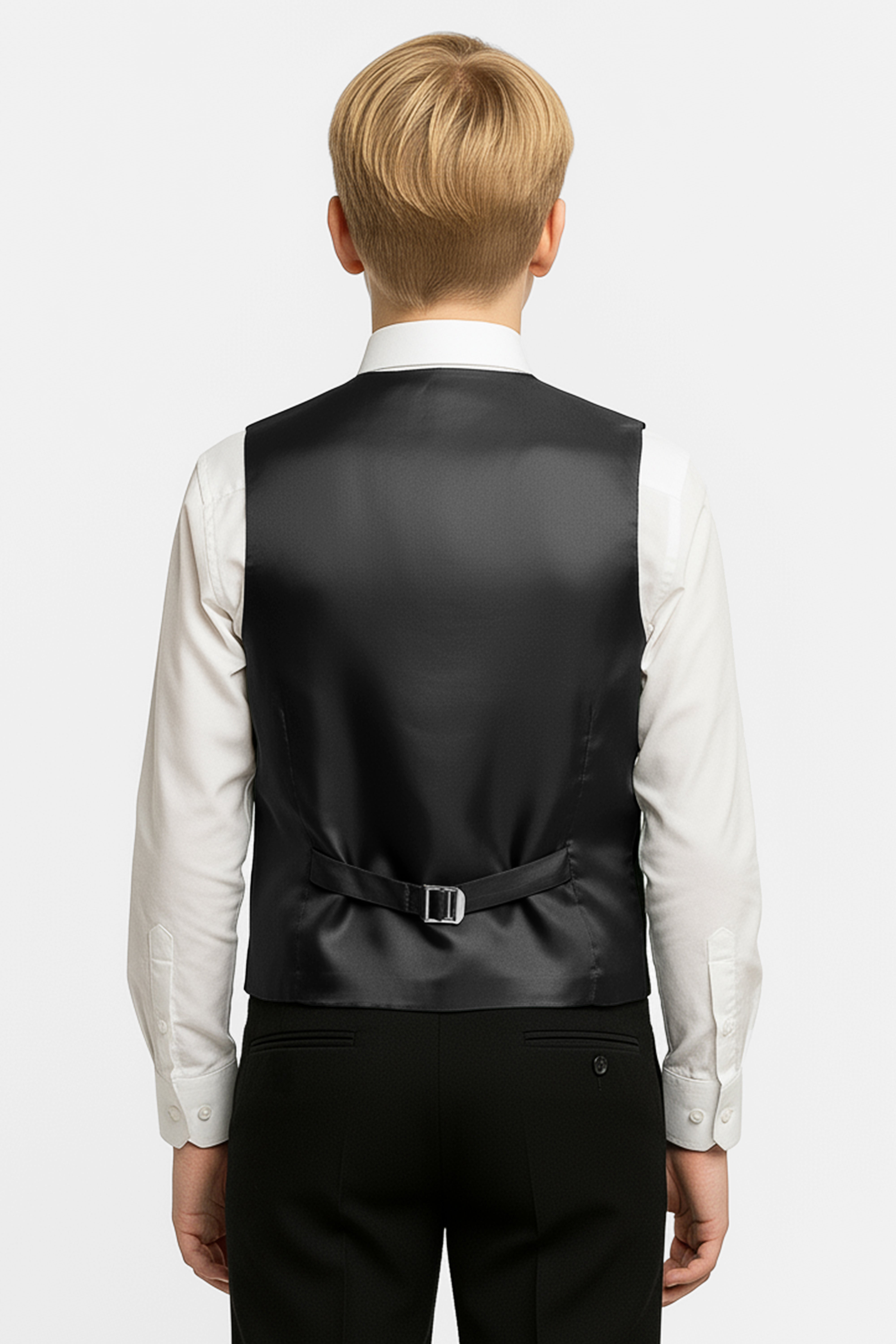 Boys Slim Fit Velvet Waistcoat Set - SAVOY - Green Back picture