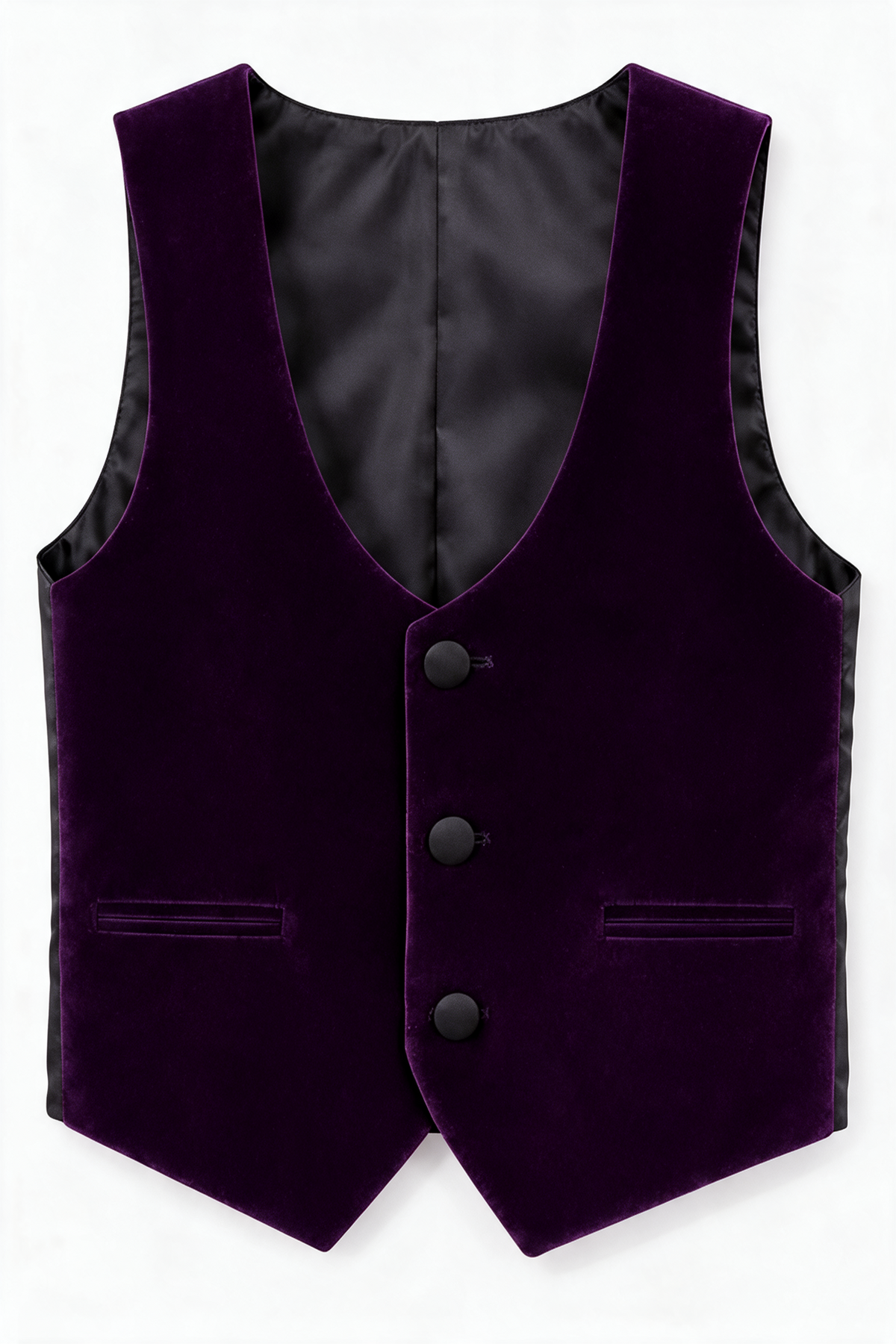 Boys Slim Fit Velvet Waistcoat Set - SAVOY - Purple  picture