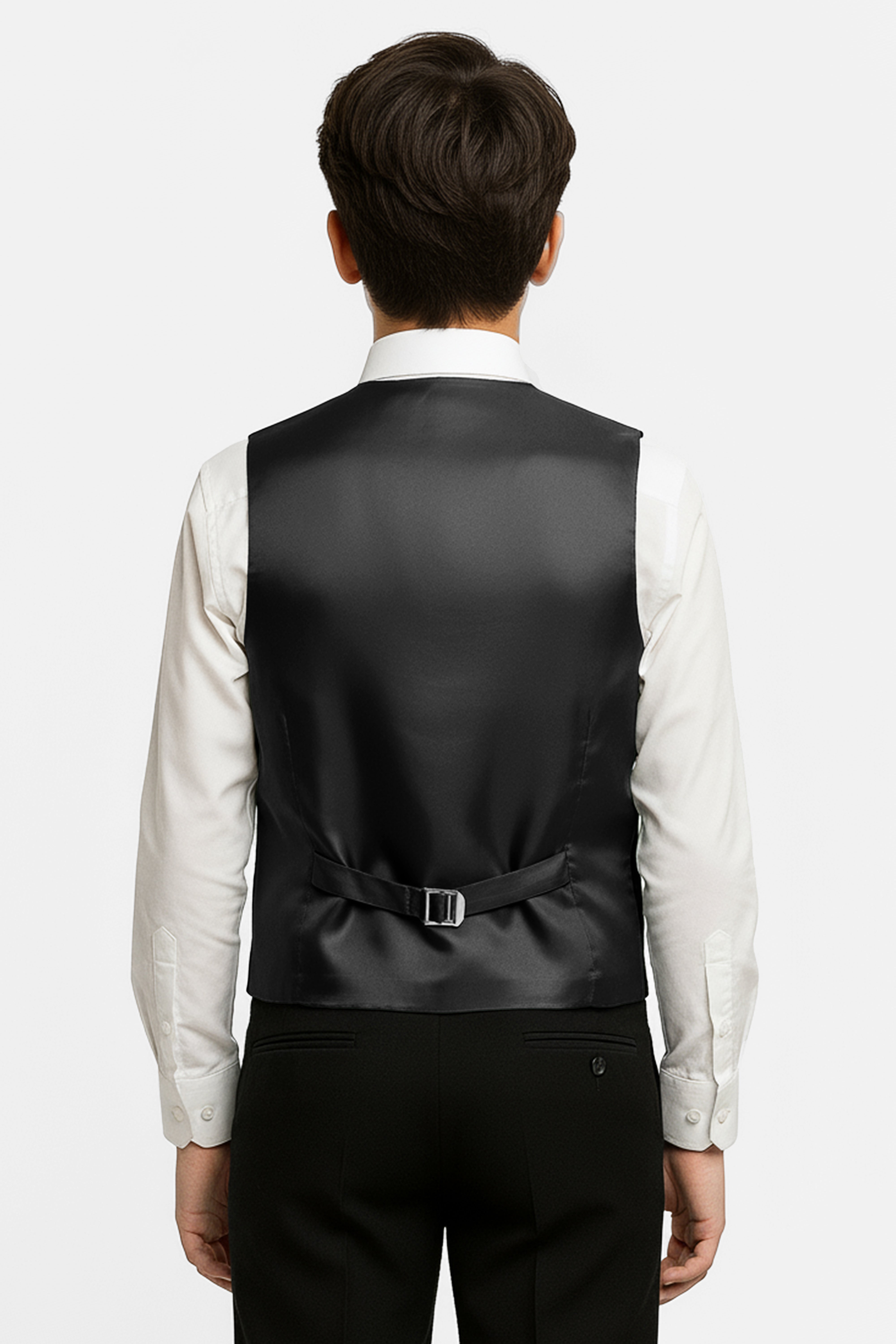 Boys Slim Fit Velvet Waistcoat Set - SAVOY - Wine Back Picture