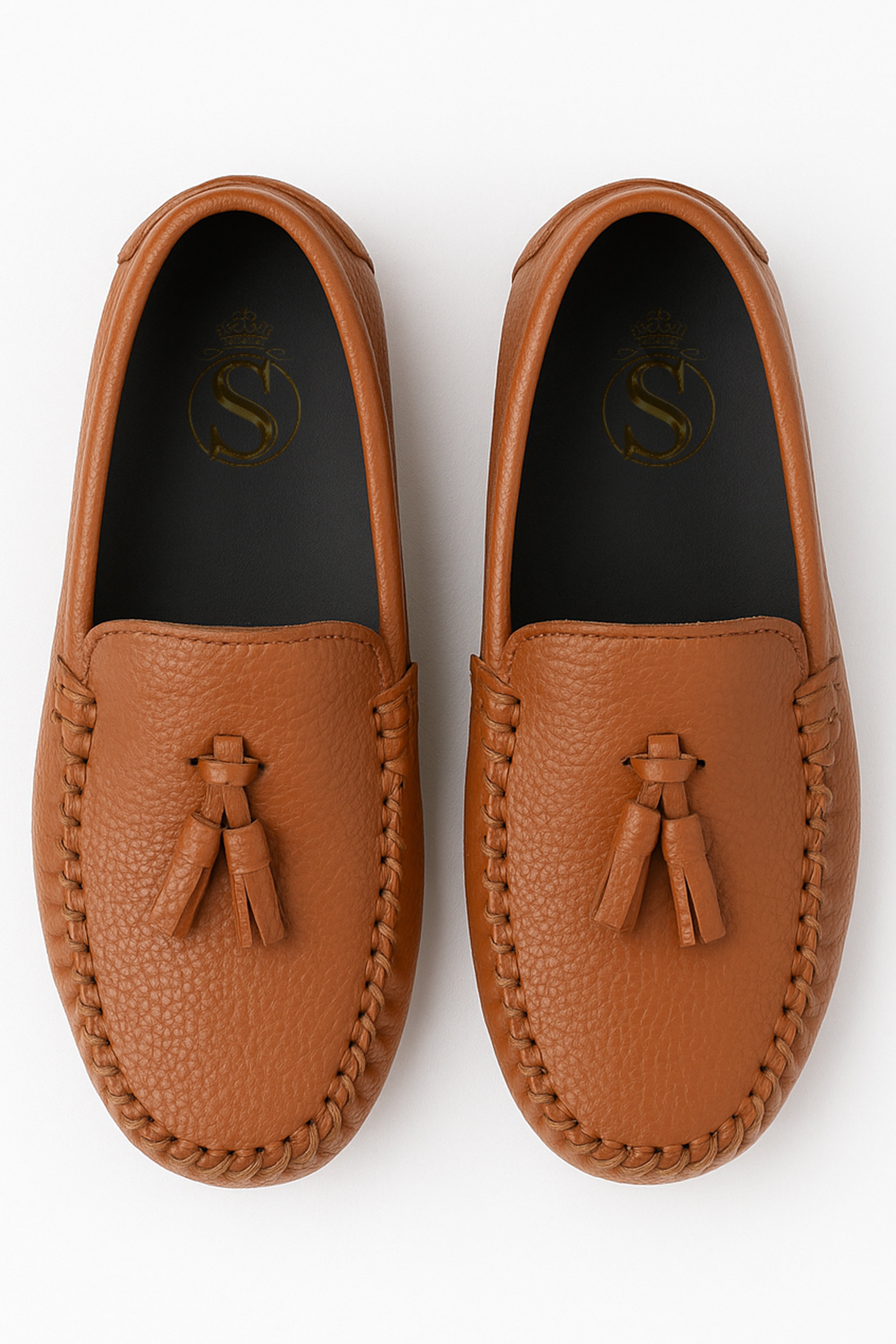 Boys Slip on Tassel Penny Loafer - ATHENS - Tan Brown Front Picture