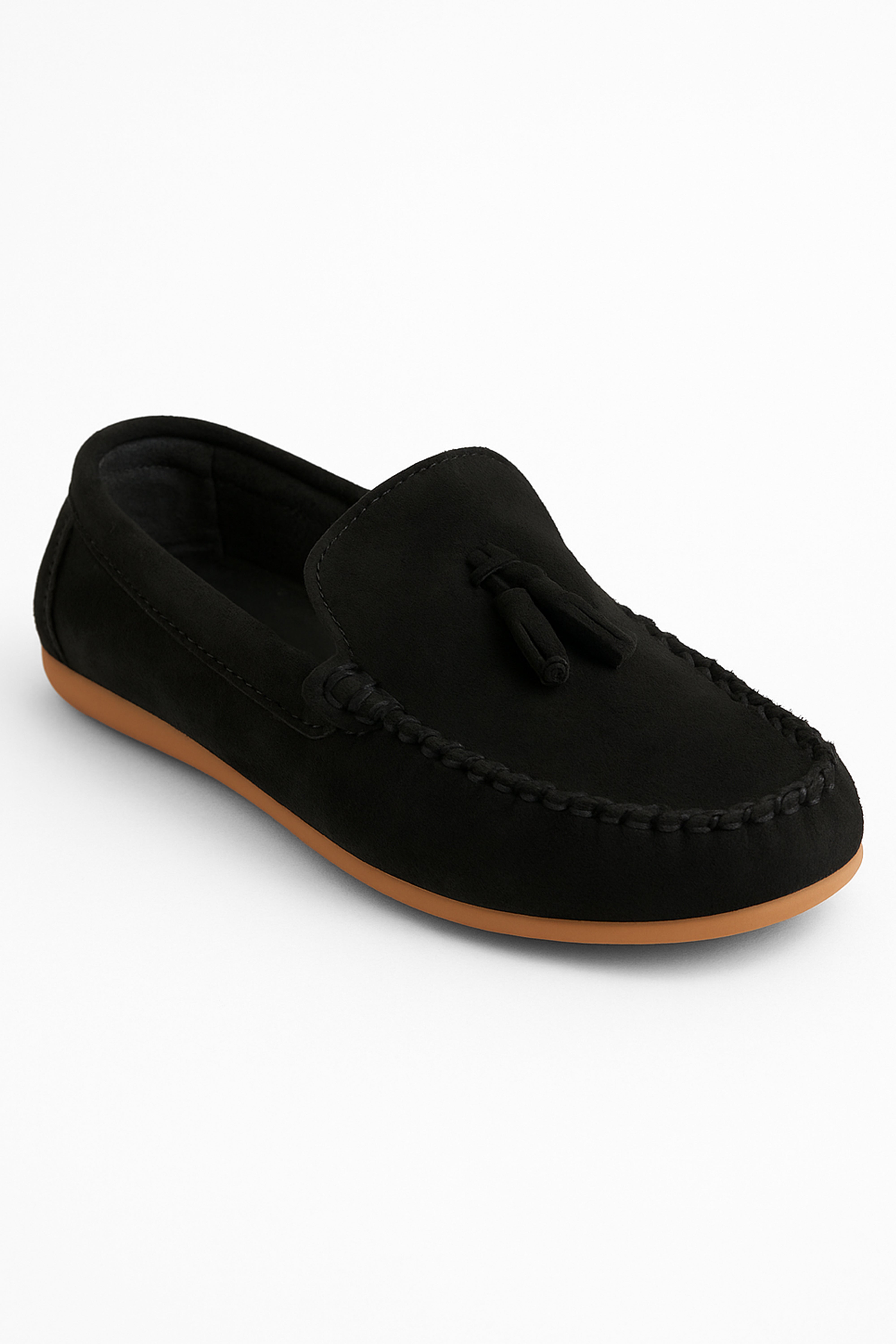 Boys Slip on Tassel Suede Penny Loafer - BABYLON - Black Side Picture