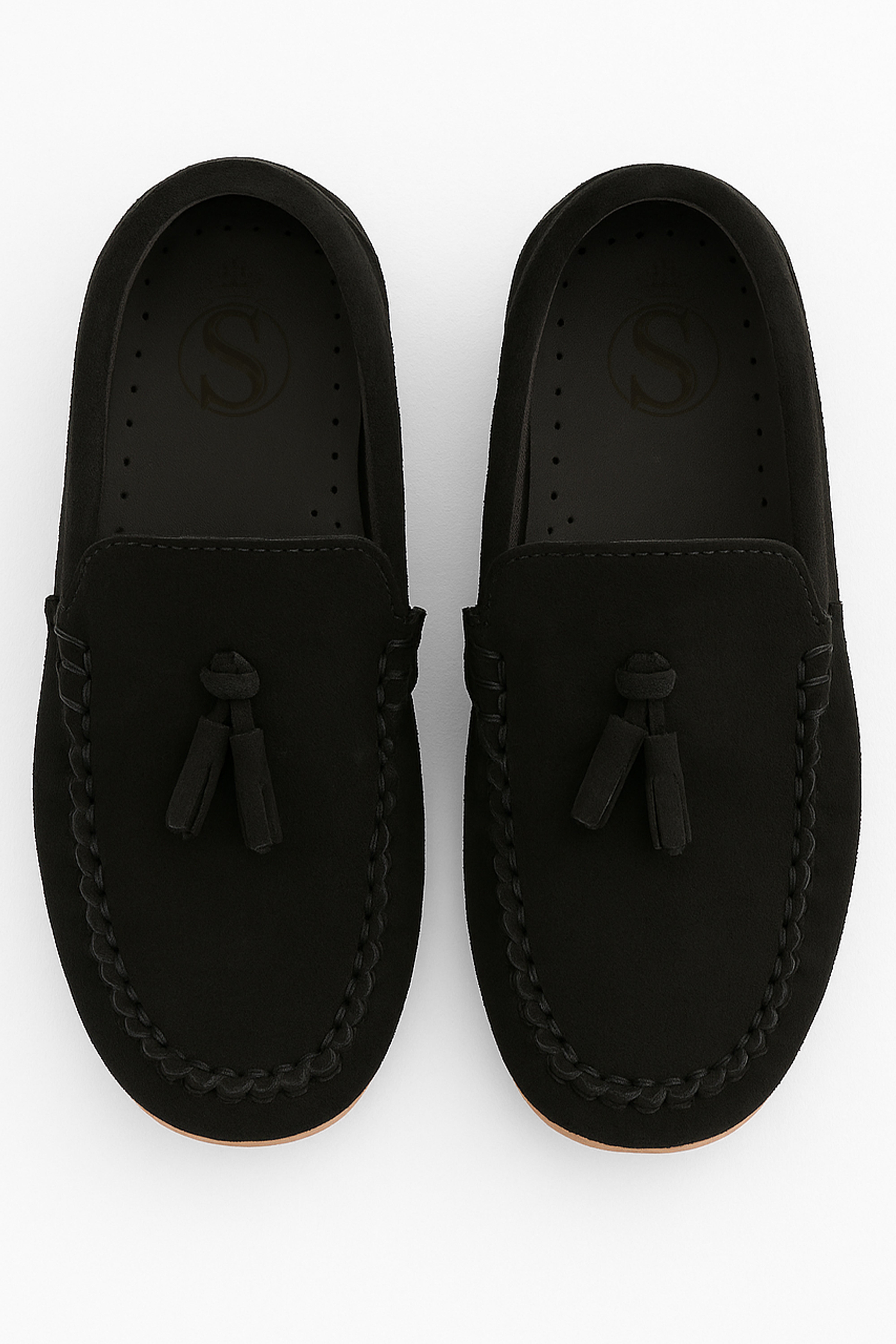 Boys Slip on Tassel Suede Penny Loafer - BABYLON - Black Front Picture