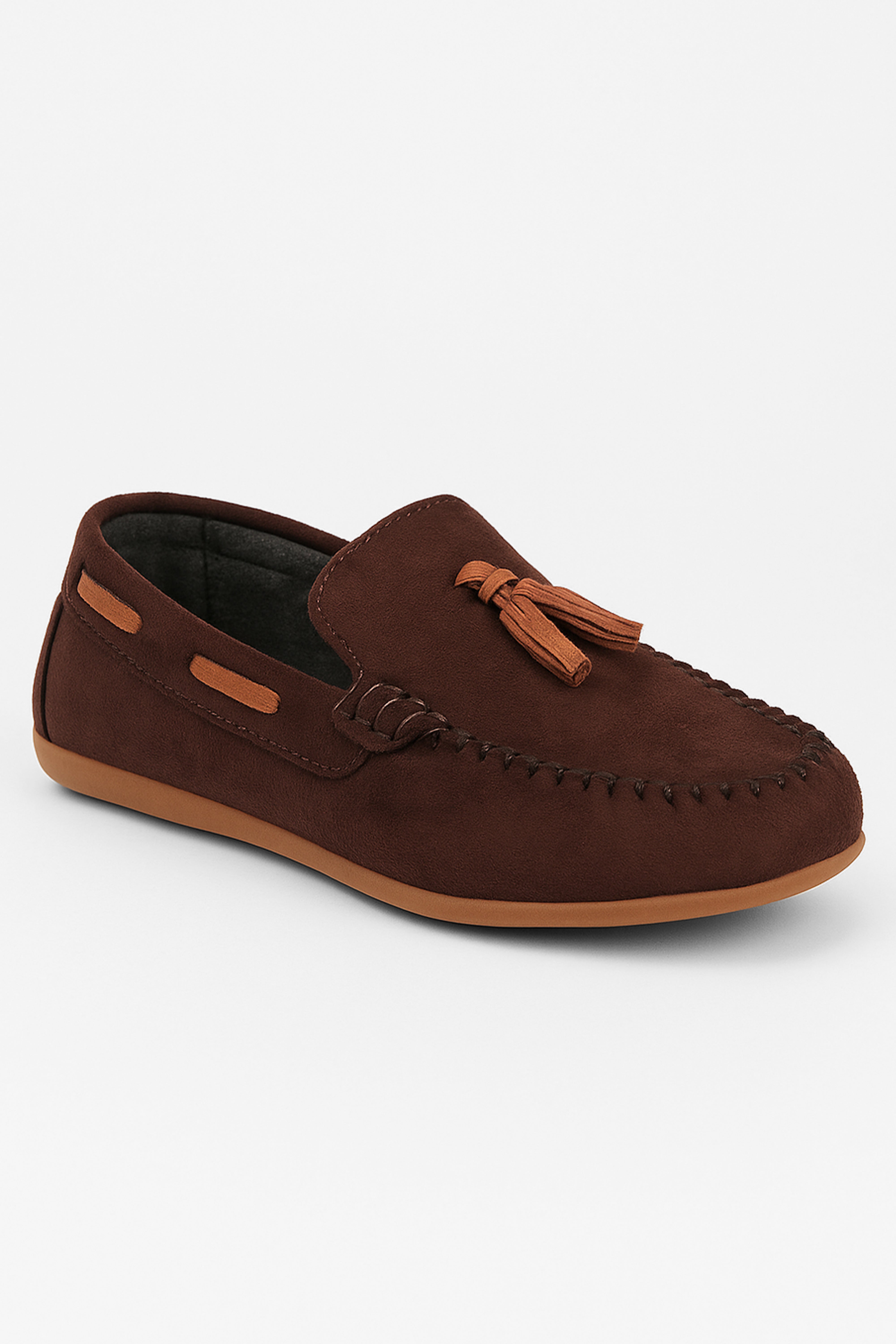 Boys Slip on Tassel Suede Penny Loafer - BABYLON - Brown Side Picture