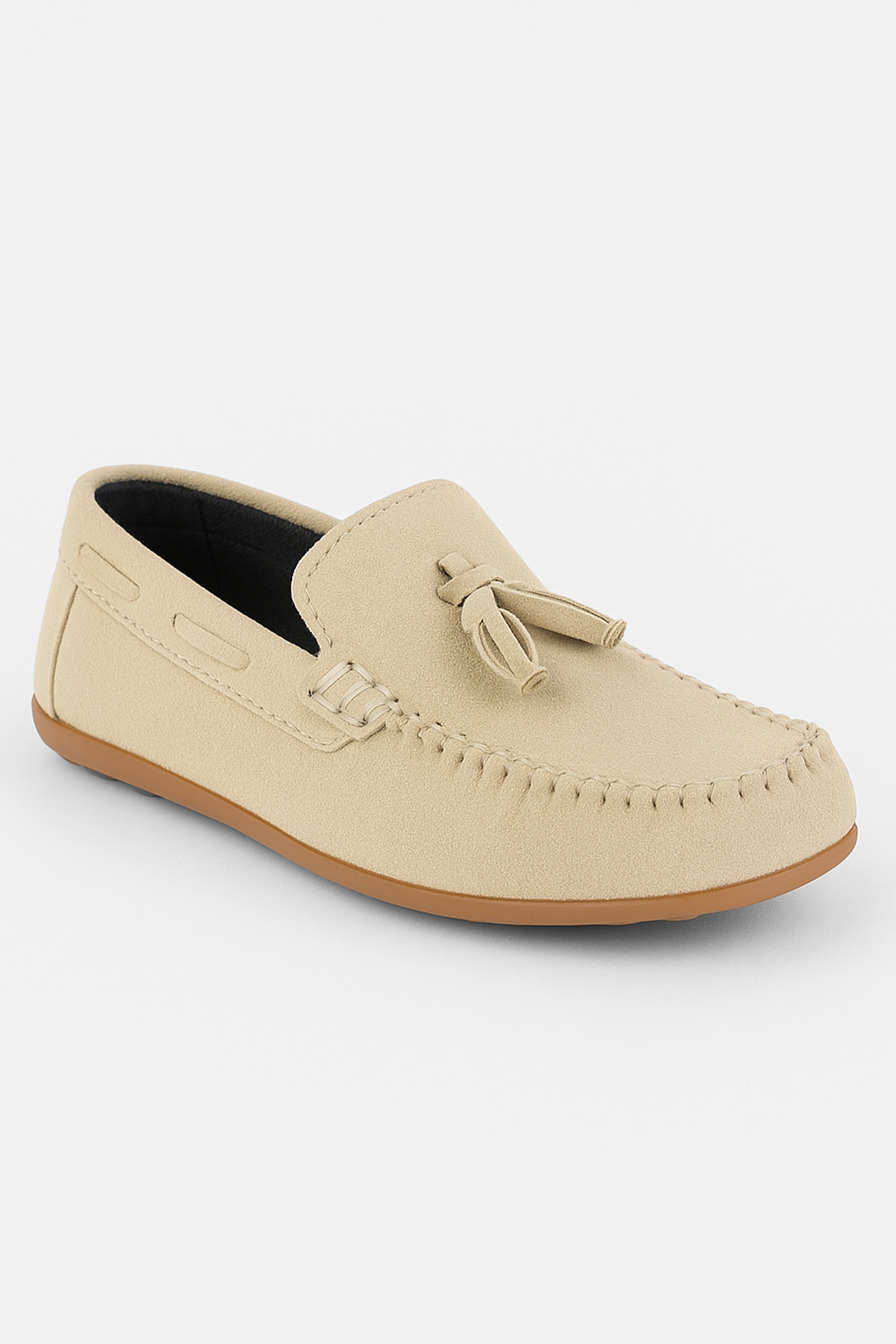 Boys Slip on Tassel Suede Penny Loafer - BABYLON - Cream - Ivory Side Picture
