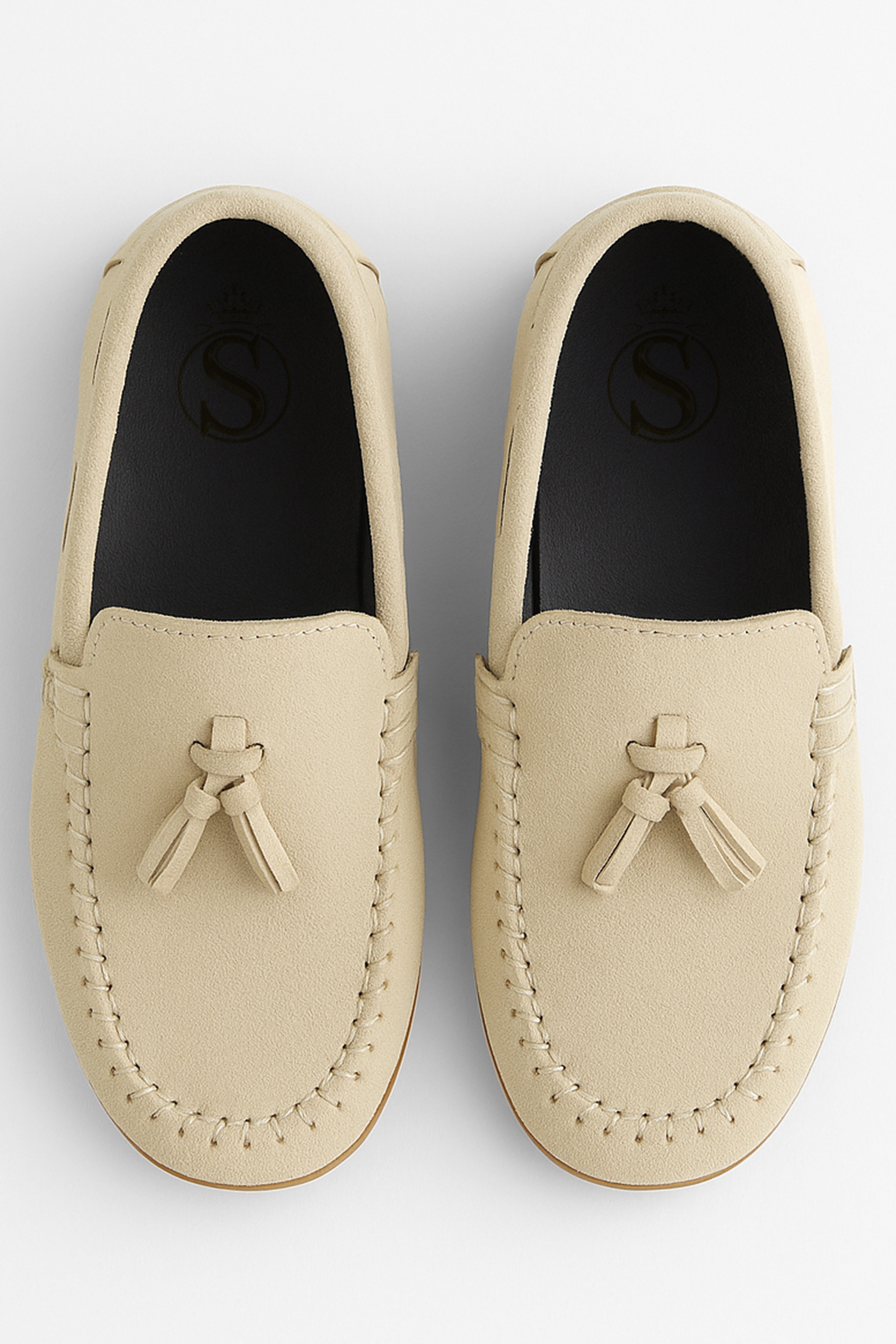 Boys Slip on Tassel Suede Penny Loafer - BABYLON - Cream - Ivory Front Picture