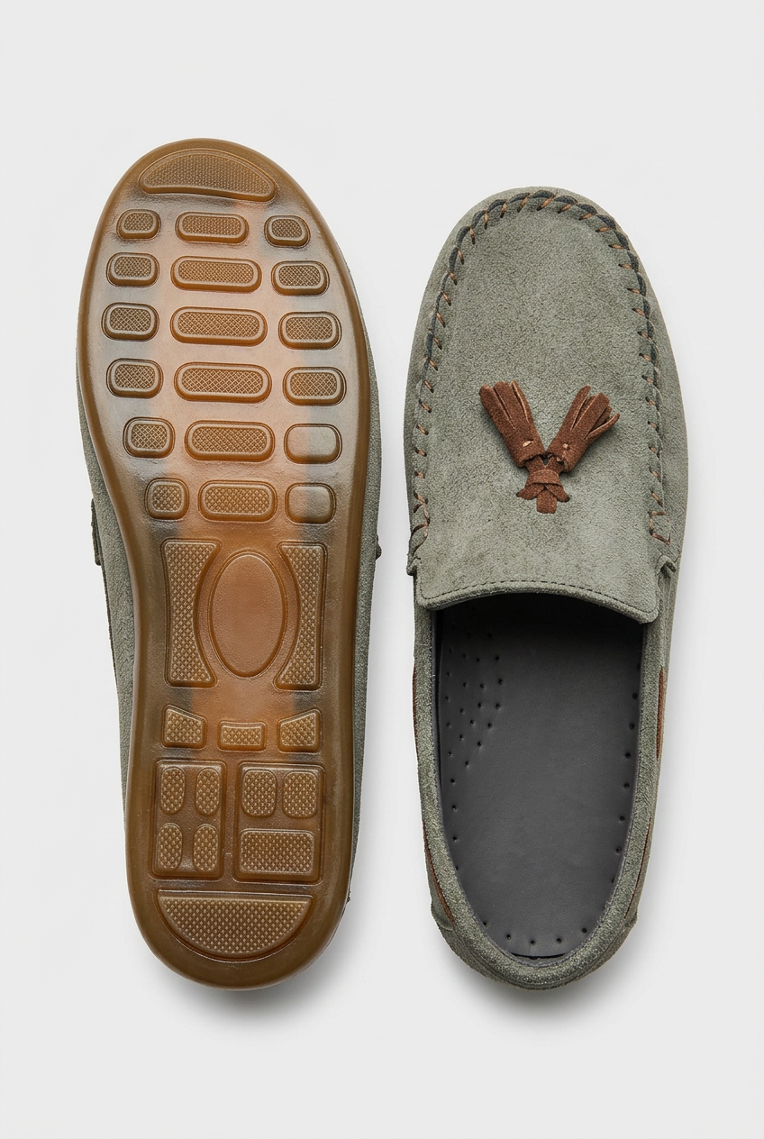 Boys Slip on Tassel Suede Penny Loafer - BABYLON - Green