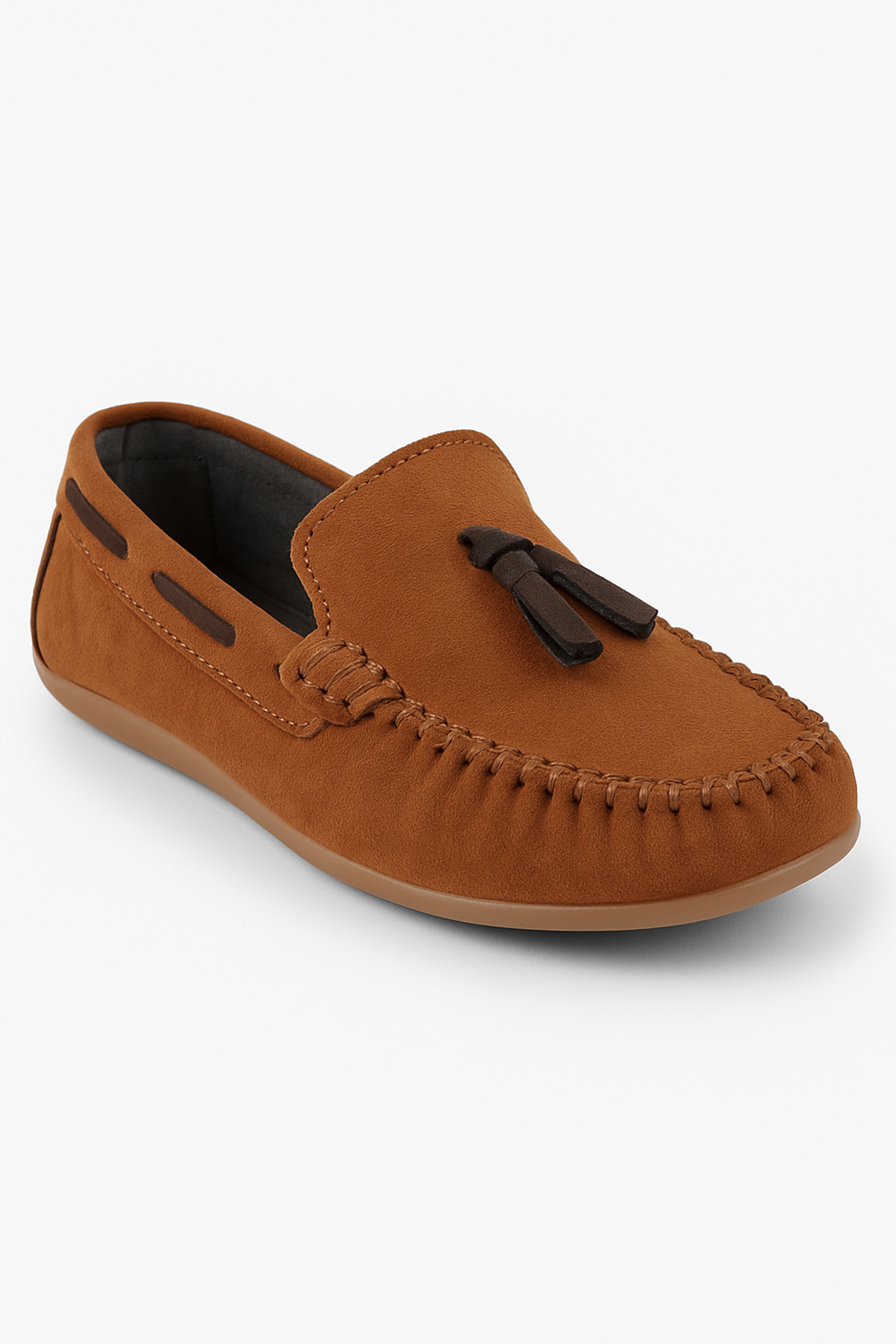 Boys Slip on Tassel Suede Penny Loafer - BABYLON - Tan Brown Side Picture