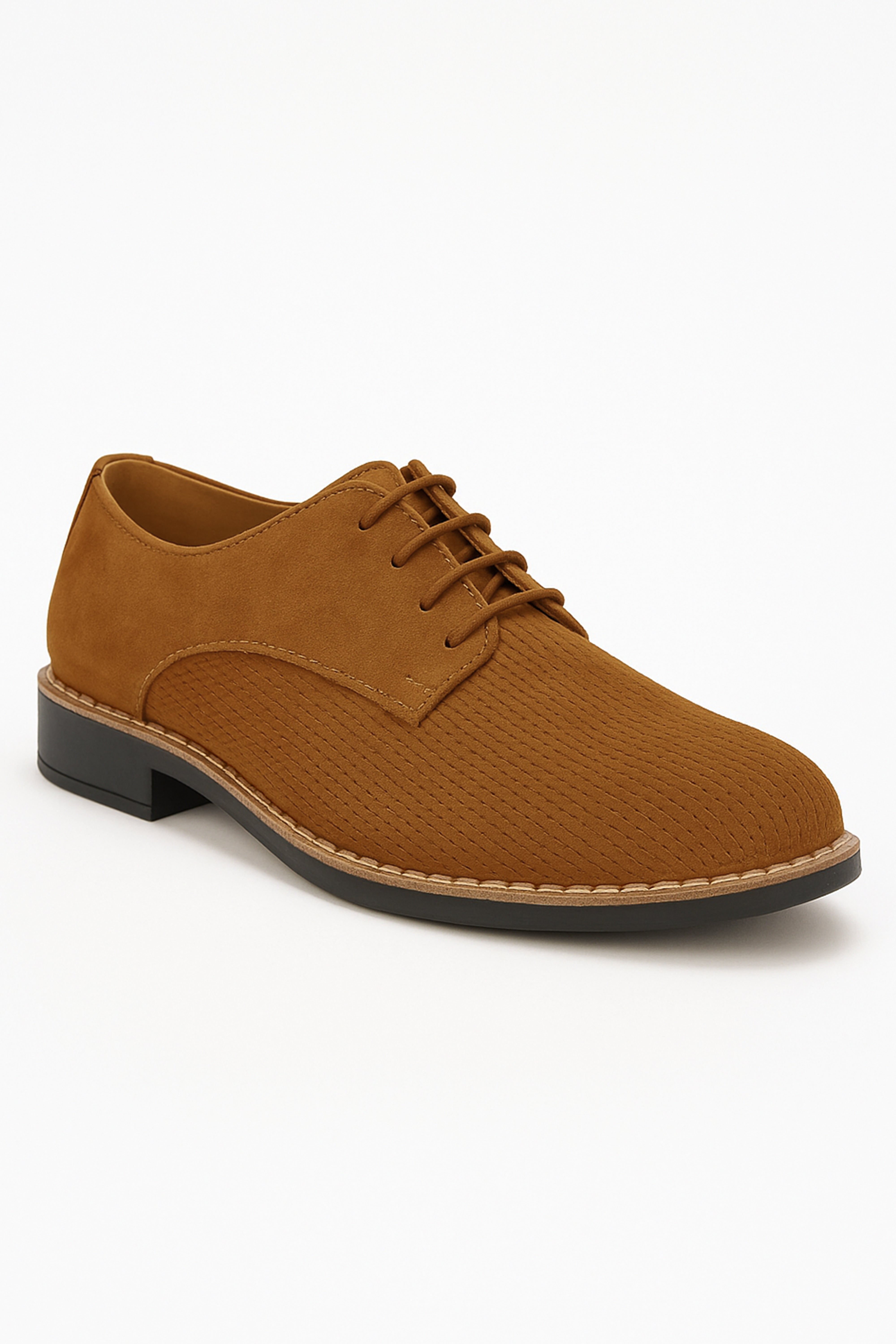 Boys Suede Lace Up Formal Shoes - Tan Brown Side Picture