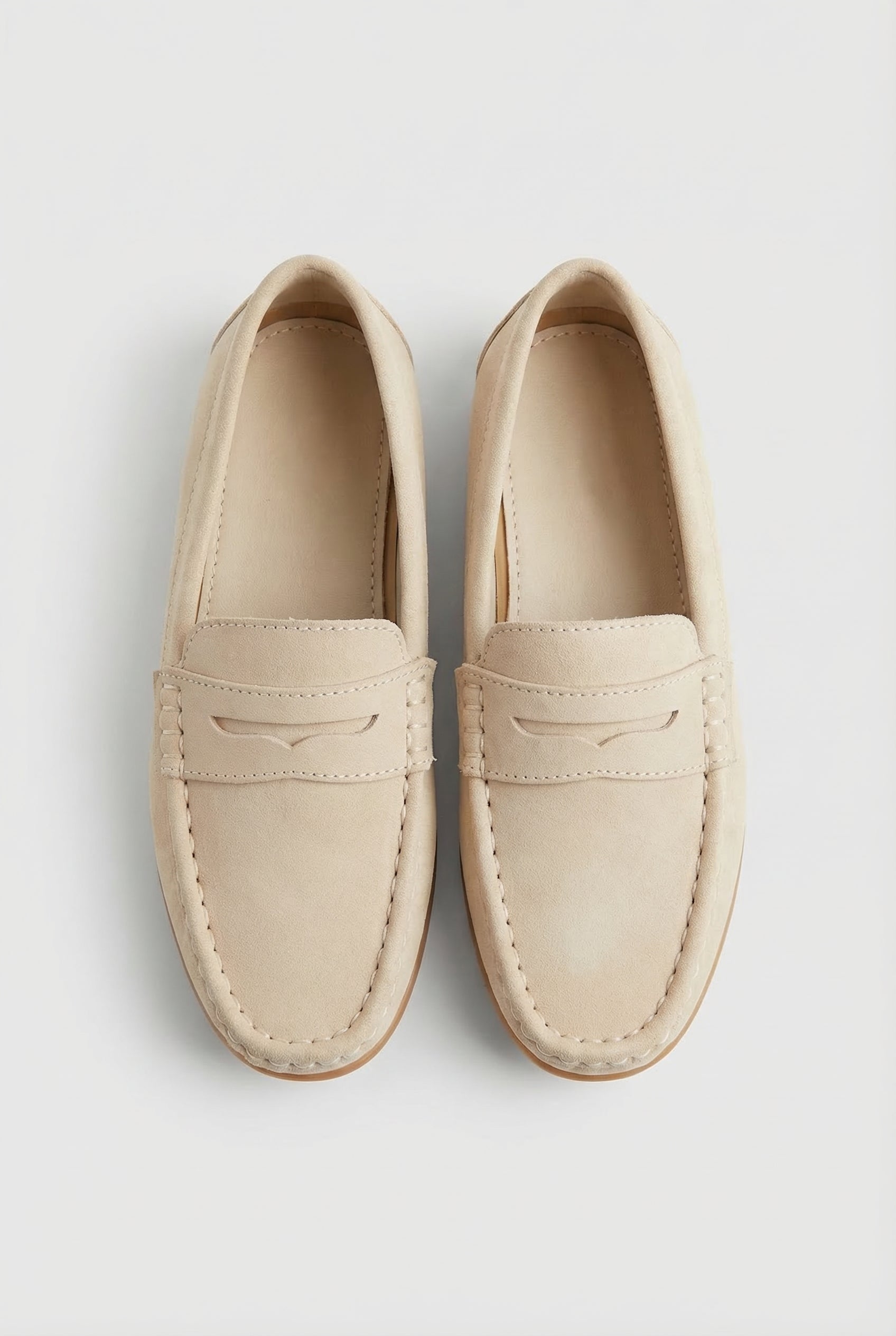 Boys Suede Slip On Penny Loafer - DUNCAN - Cream Front Picture