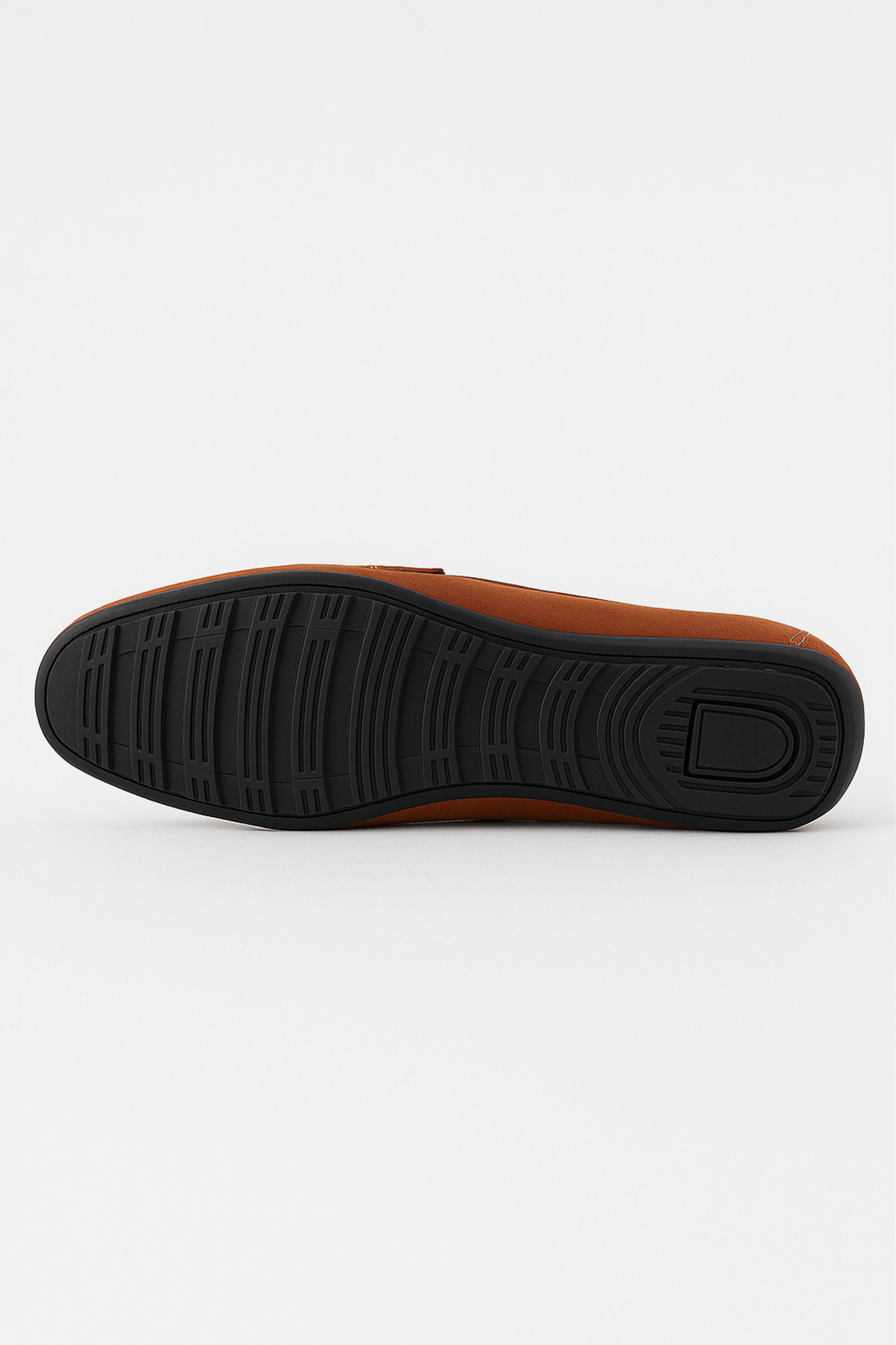 Boys Suede Slip On Penny Loafer - DUNCAN - Tan Brown Sole Picture