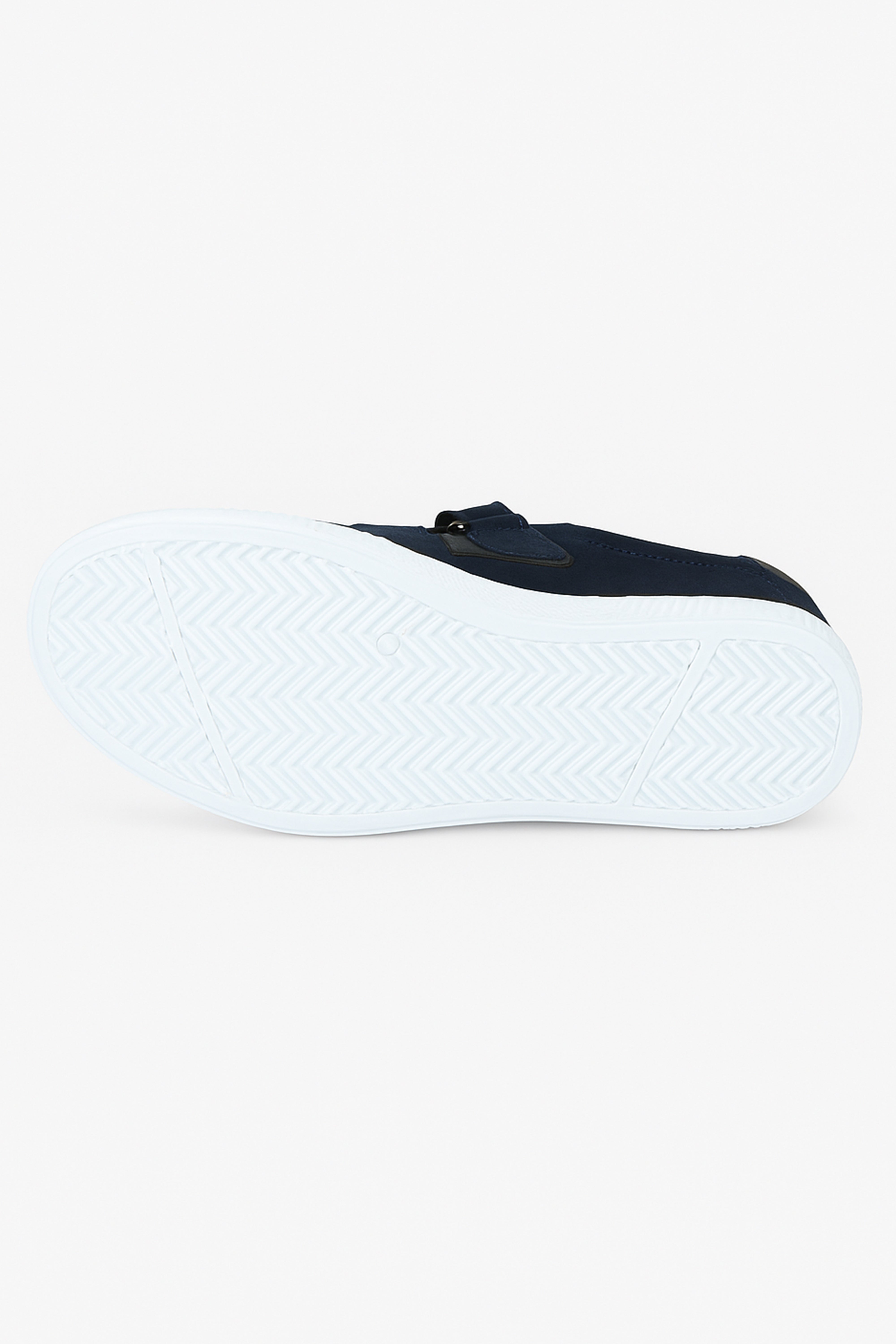 Boys Suede Velcro Sneakers - Navy Blue - Grey Sole Picture