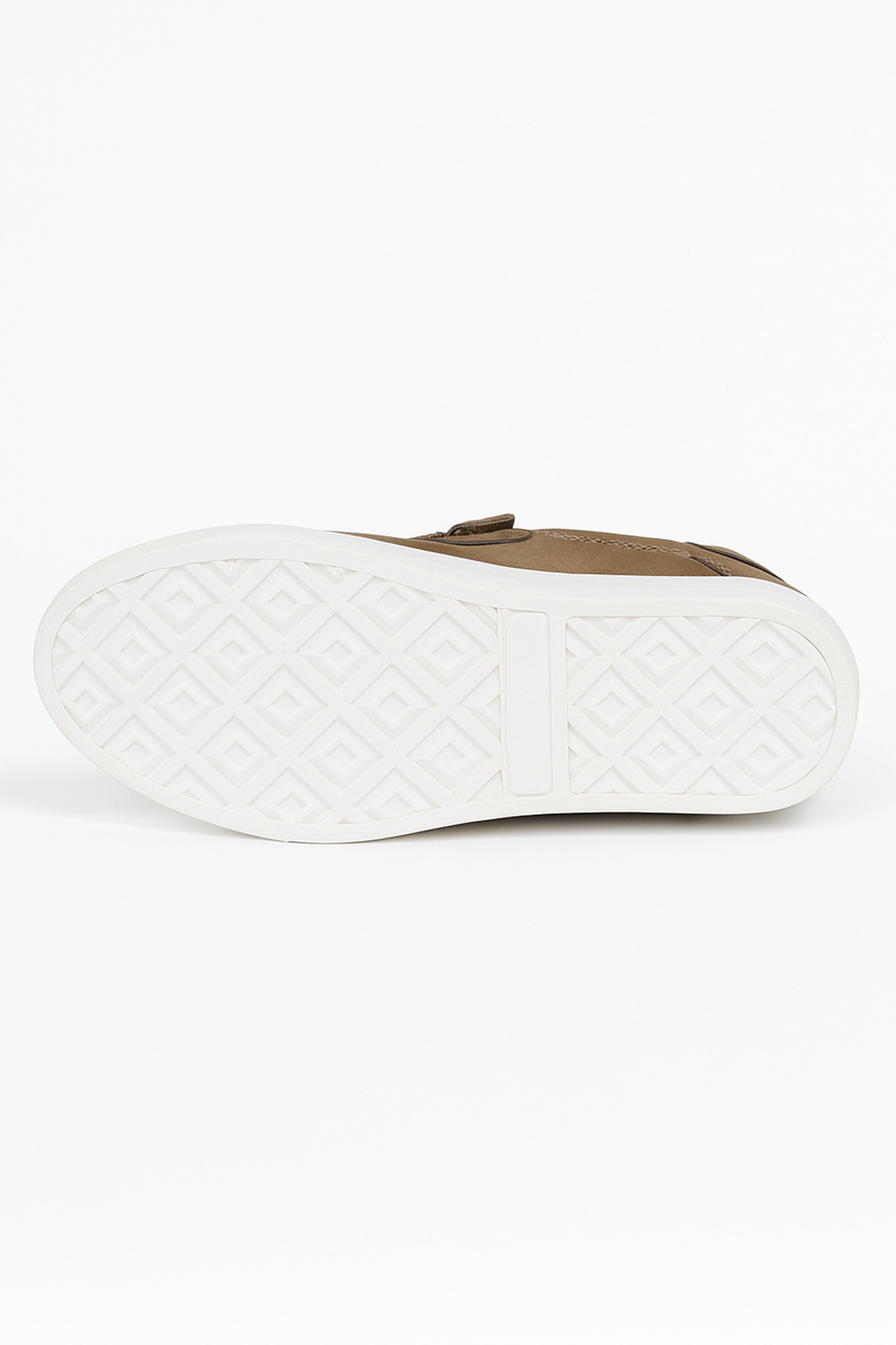 Boys Suede Velcro Sneakers - Tan Brown Sole Picture
