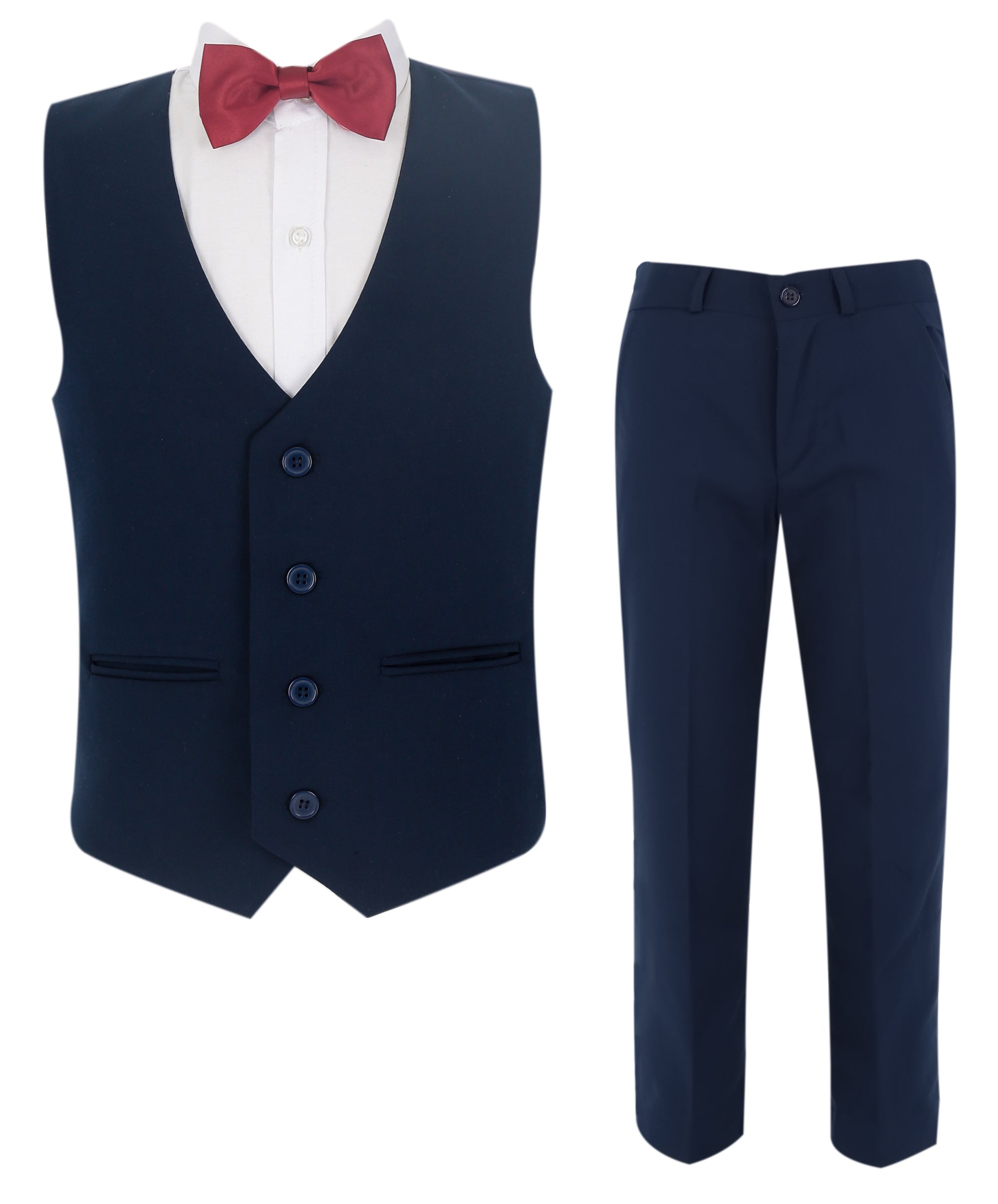 Boys Summer Waistcoat Suit 4 PC Set - Navy Blue Suit Set Picture