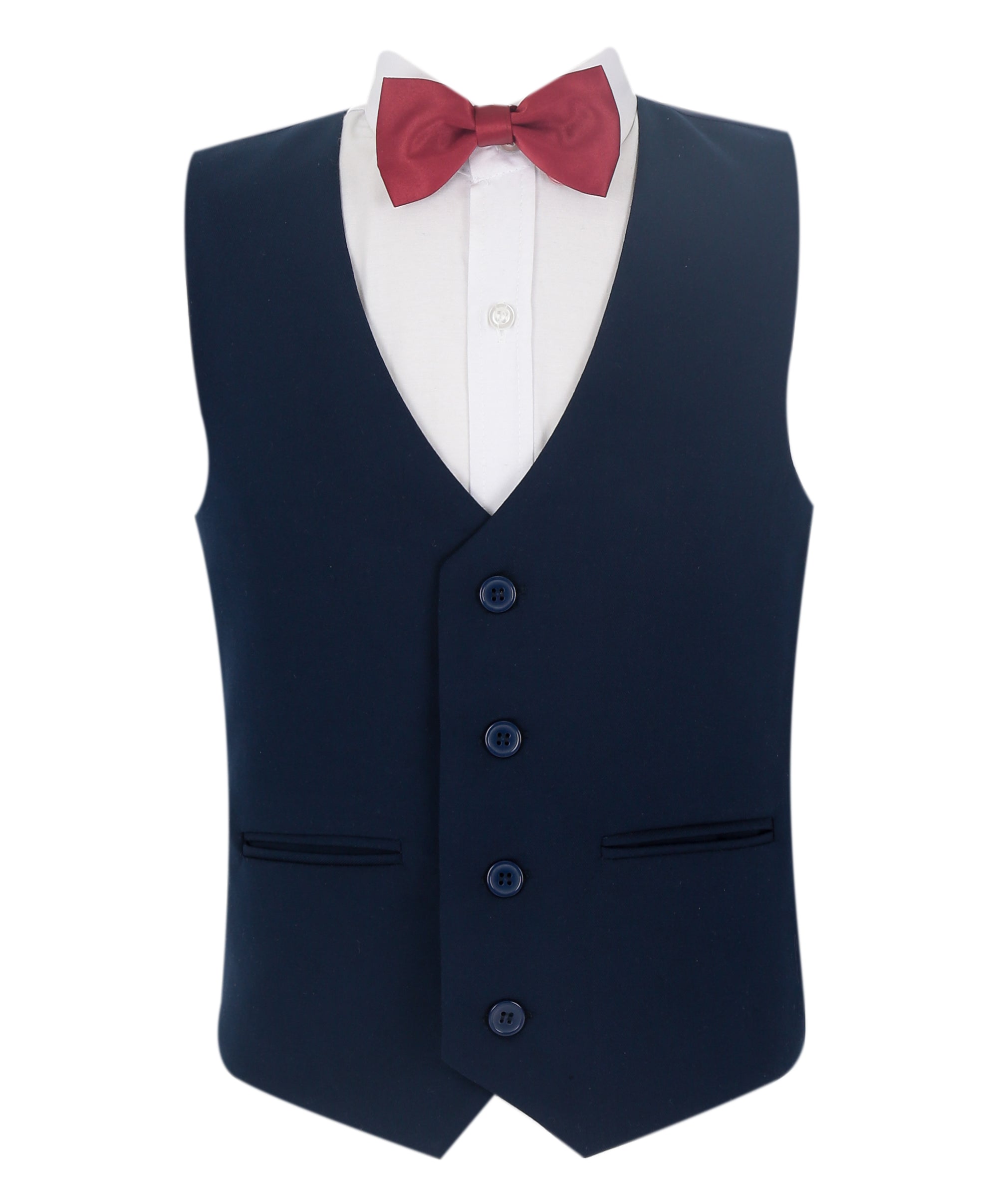 Boys Summer Waistcoat Suit 4 PC Set - Navy Blue Waistcoat Picture