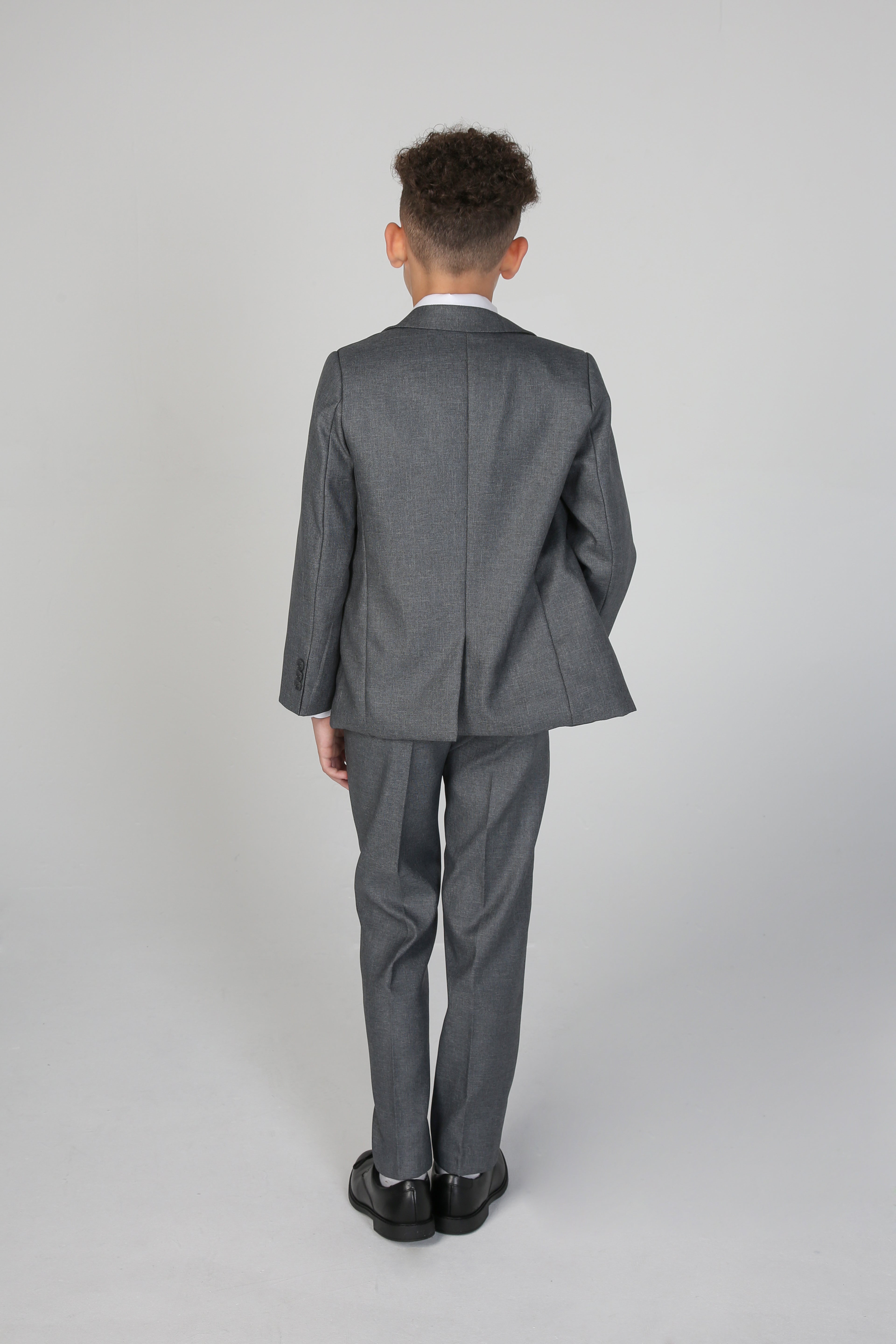 Costume garçon coupe ajustée formelle mariage ensemble 6 pièces en Gris