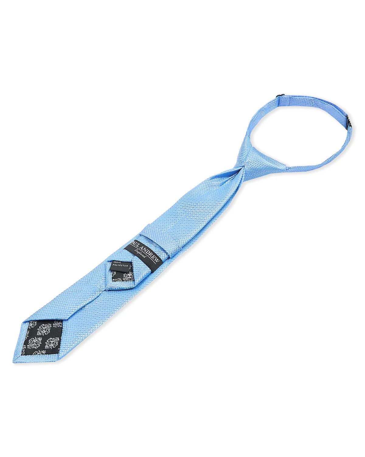 Corbata preanudada de jacquard texturizado para niños con clip ajustable en la correa del cuello - Azul