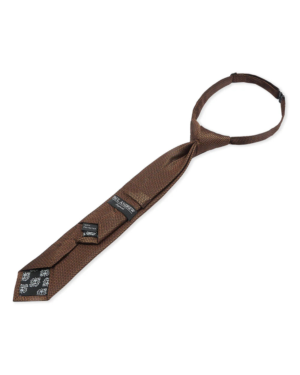 Corbata preanudada de jacquard texturizado para niños con clip ajustable en la correa del cuello - Marrón