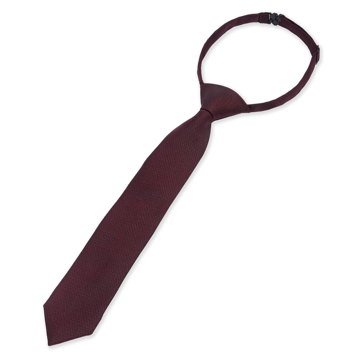 Corbata preanudada de jacquard texturizado para niños con correa de cuello ajustable con clip - Burdeos