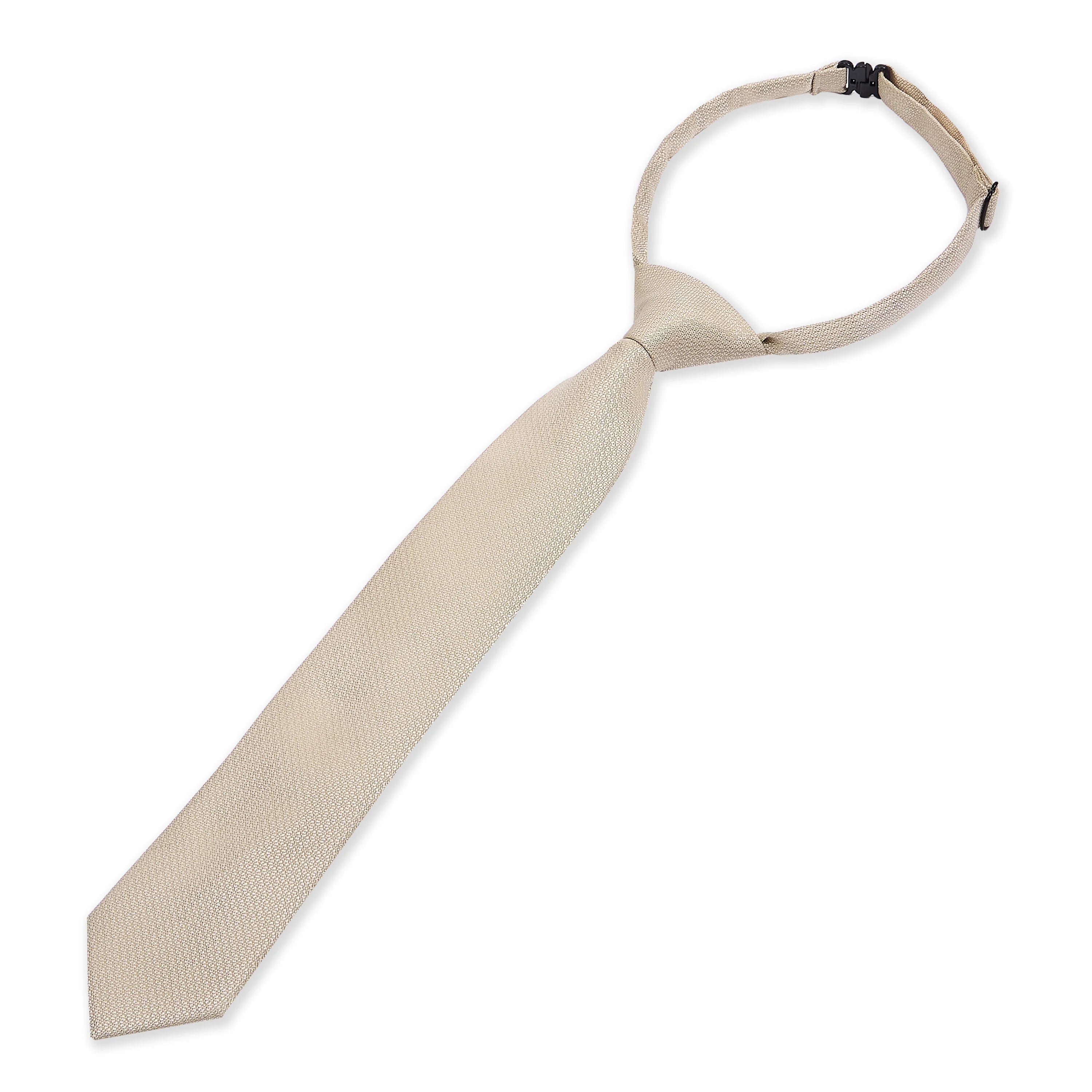 Corbata preanudada de jacquard texturizado para niños con clip ajustable en la correa del cuello - Champán