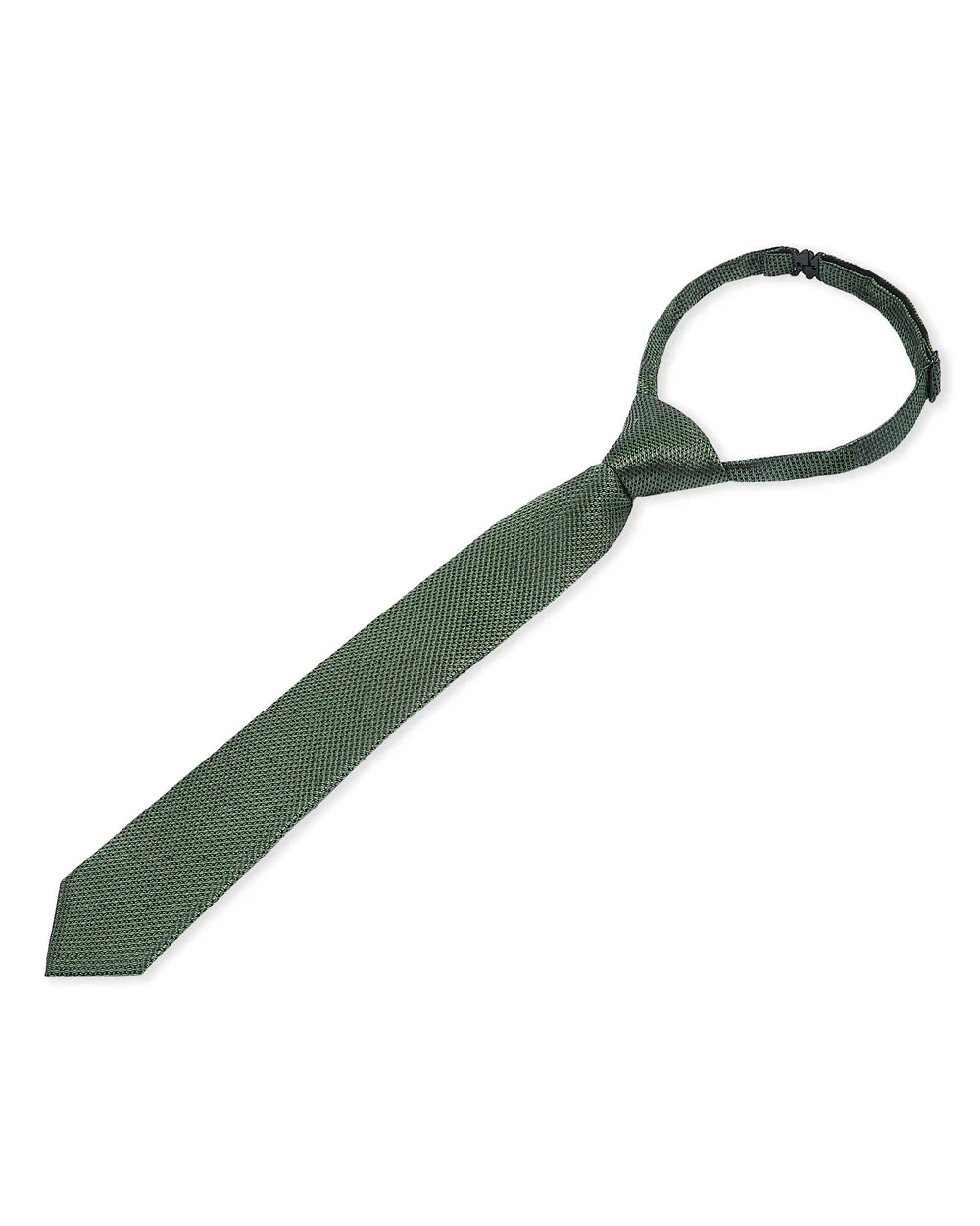 Corbata preanudada de jacquard texturizado para niños con clip ajustable en la correa del cuello - Verde