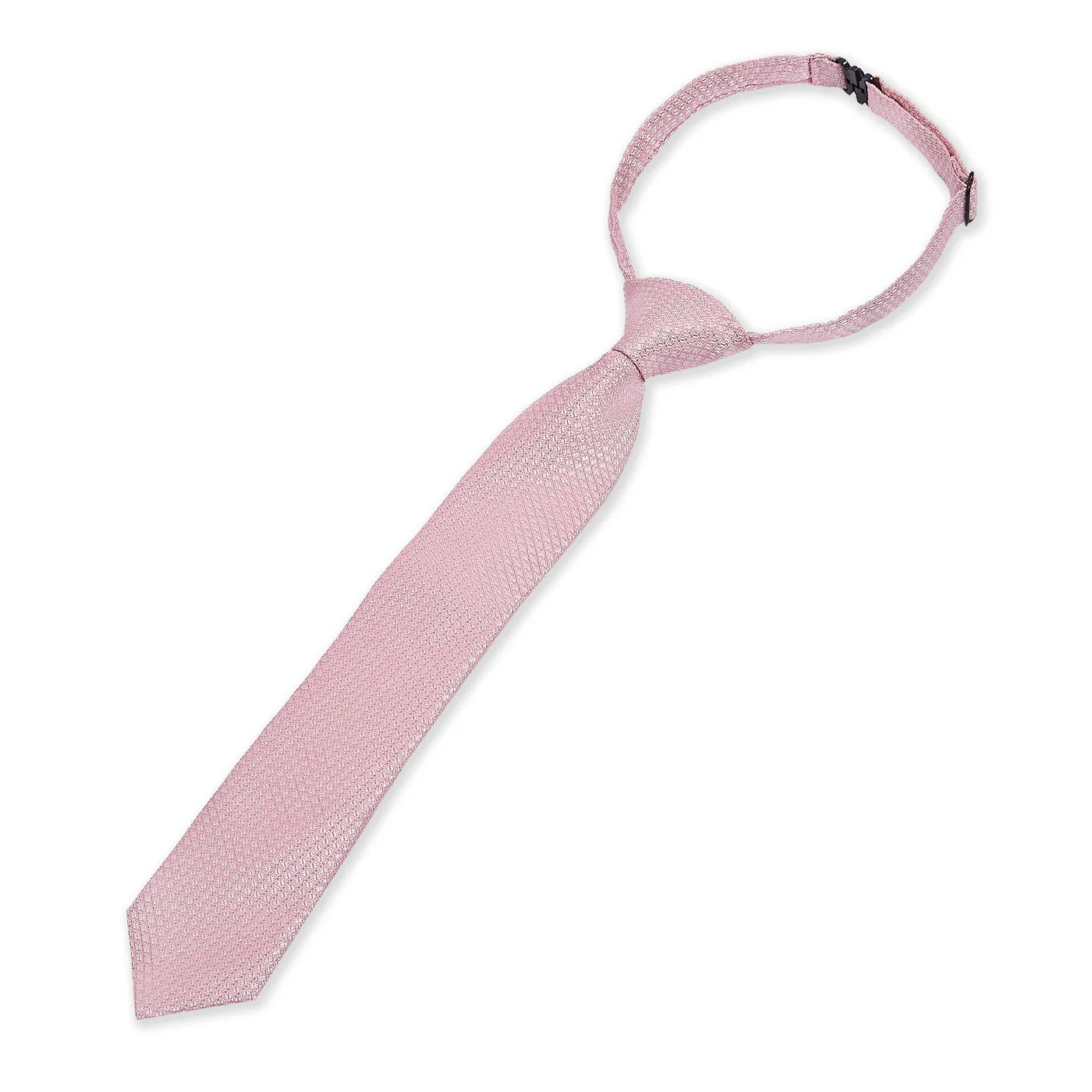 Corbata preanudada de jacquard texturizado para niños con clip ajustable en la correa del cuello - Rosa claro