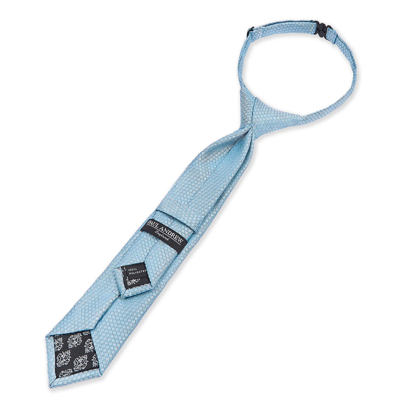 Corbata preanudada de jacquard texturizado para niños con clip ajustable en la correa del cuello - Azul cielo