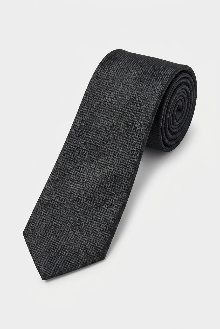 Corbata ajustada de jacquard texturizado para niños - Negro