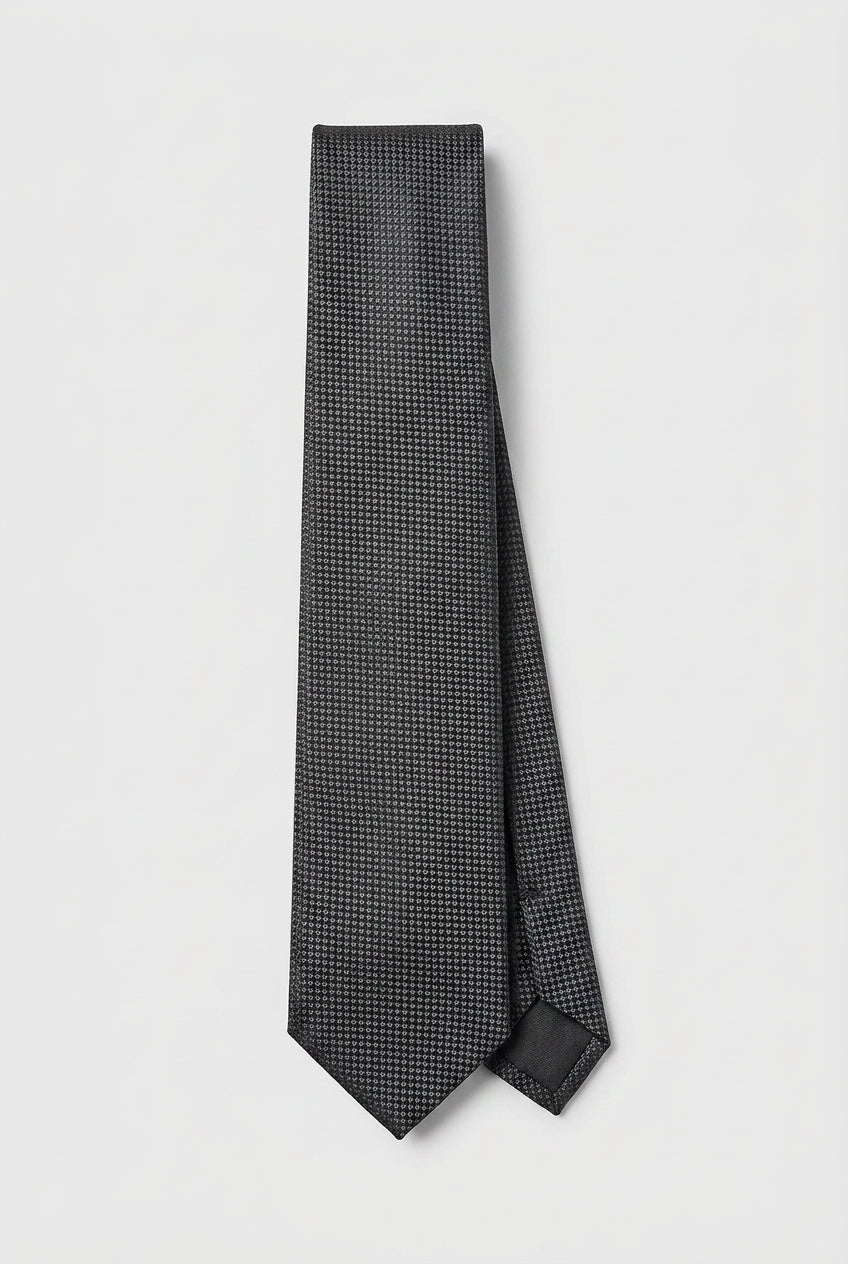 Corbata ajustada de jacquard texturizado para niños - Negro
