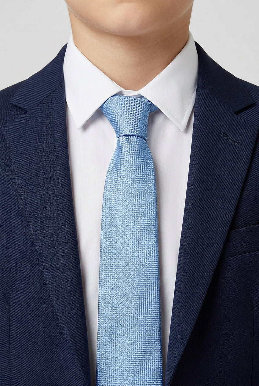 Cravatta sottile jacquard testurizzata per ragazzi - Blu